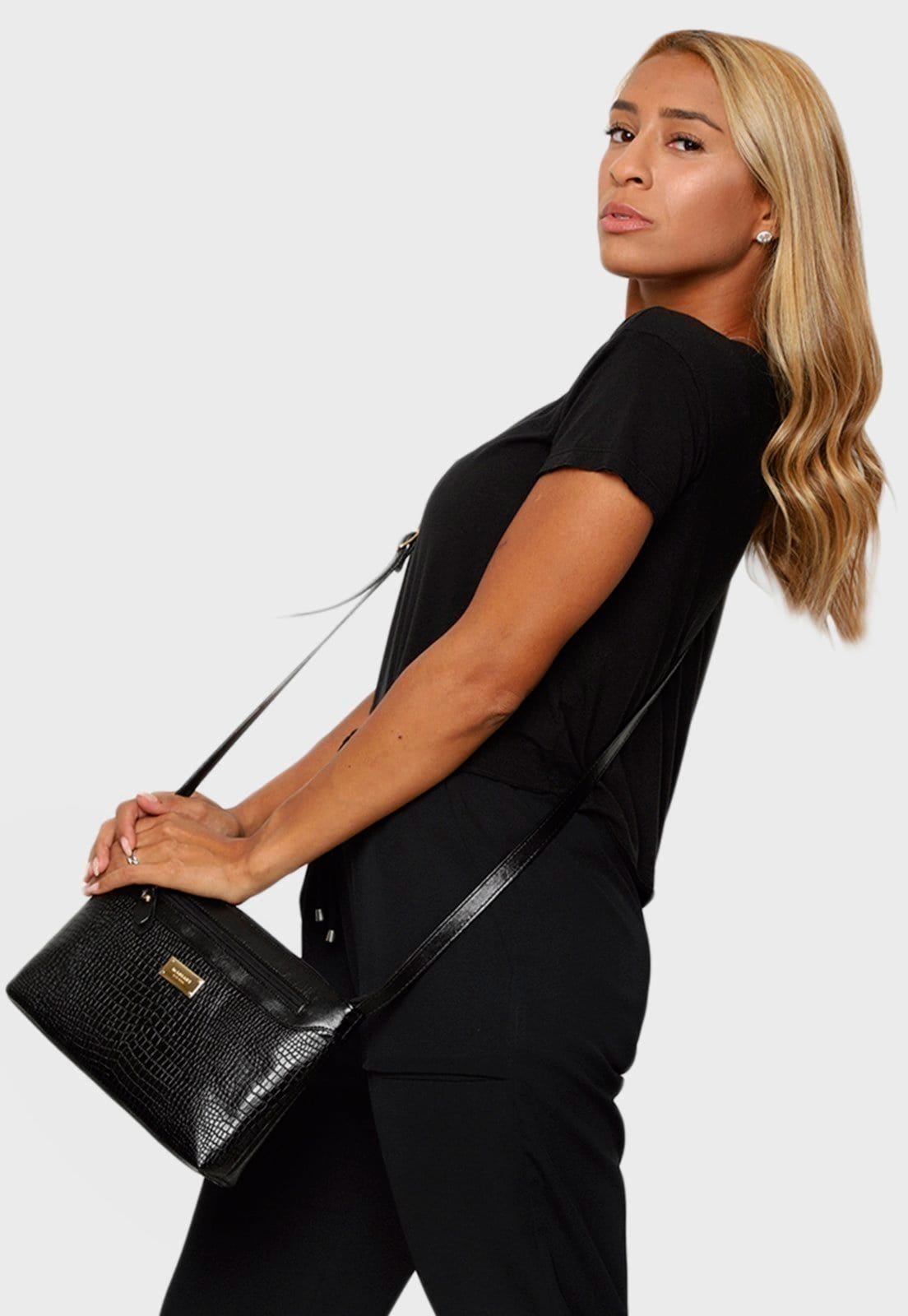 Bolsa Transversal Couro Mariart 2193MRT Preta