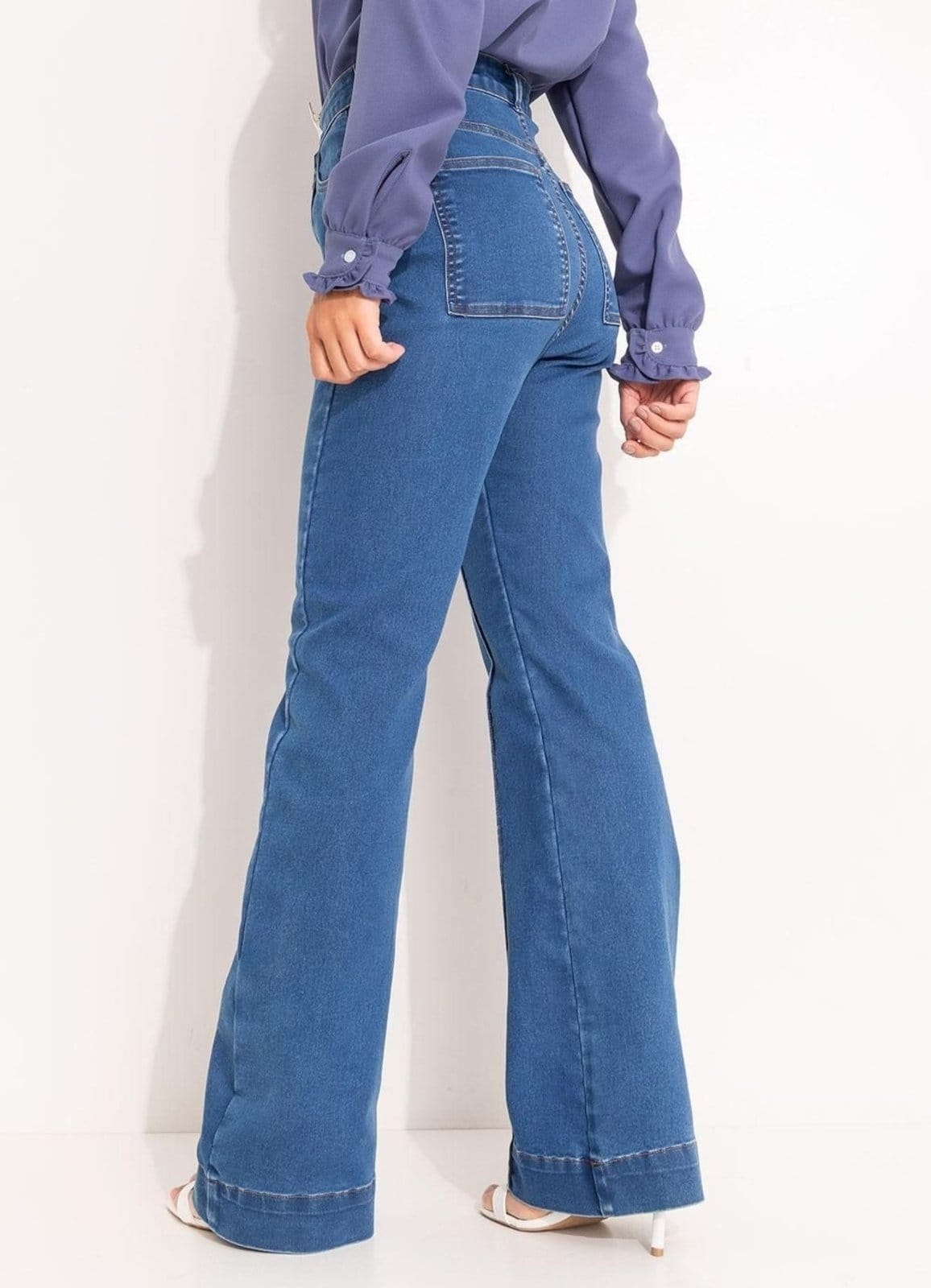 Vista 2 Calça Jeans Médio Colorido Quintess azul