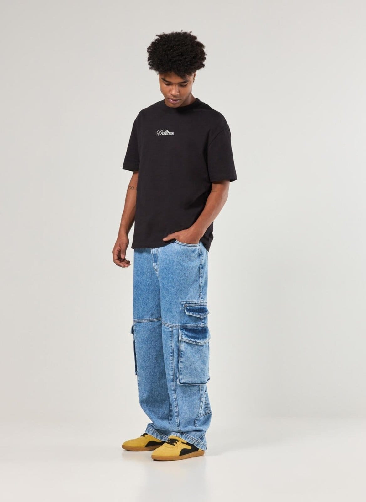 Calça Baggy Cargo Jeans Médio