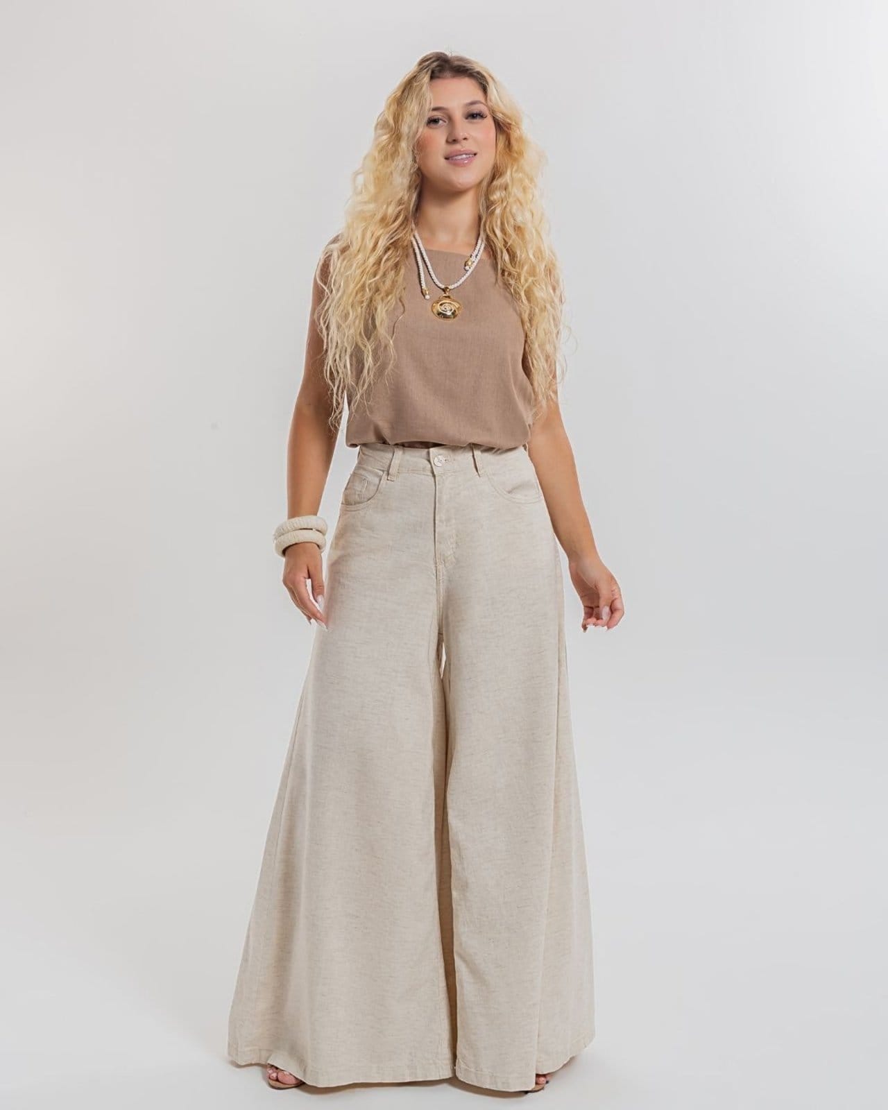 Calça Feminina - Max Wide Leg Linho