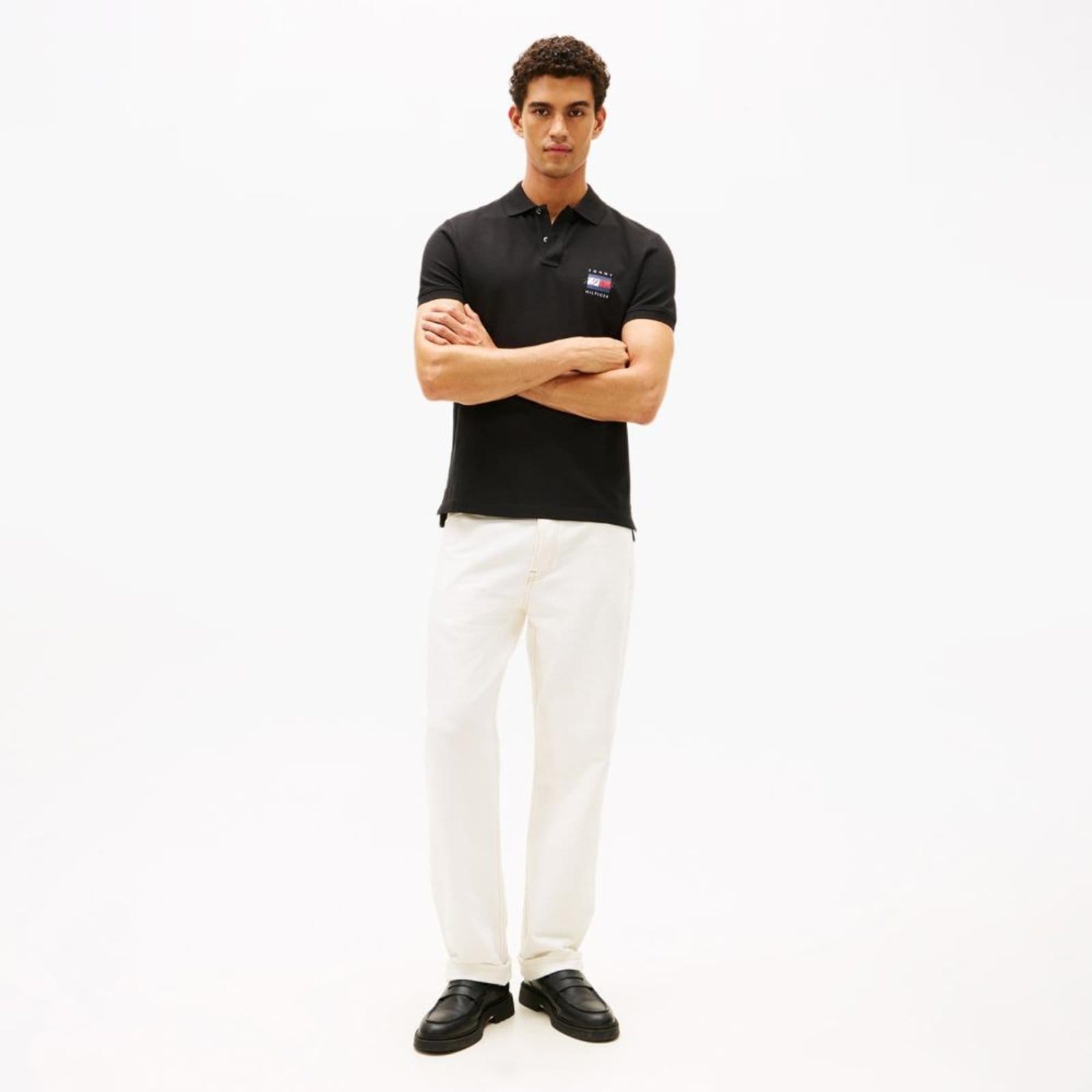 Vista 2 Polo Piquet Gola Zíper Regular Fit - EEG Tommy Hilfiger preto