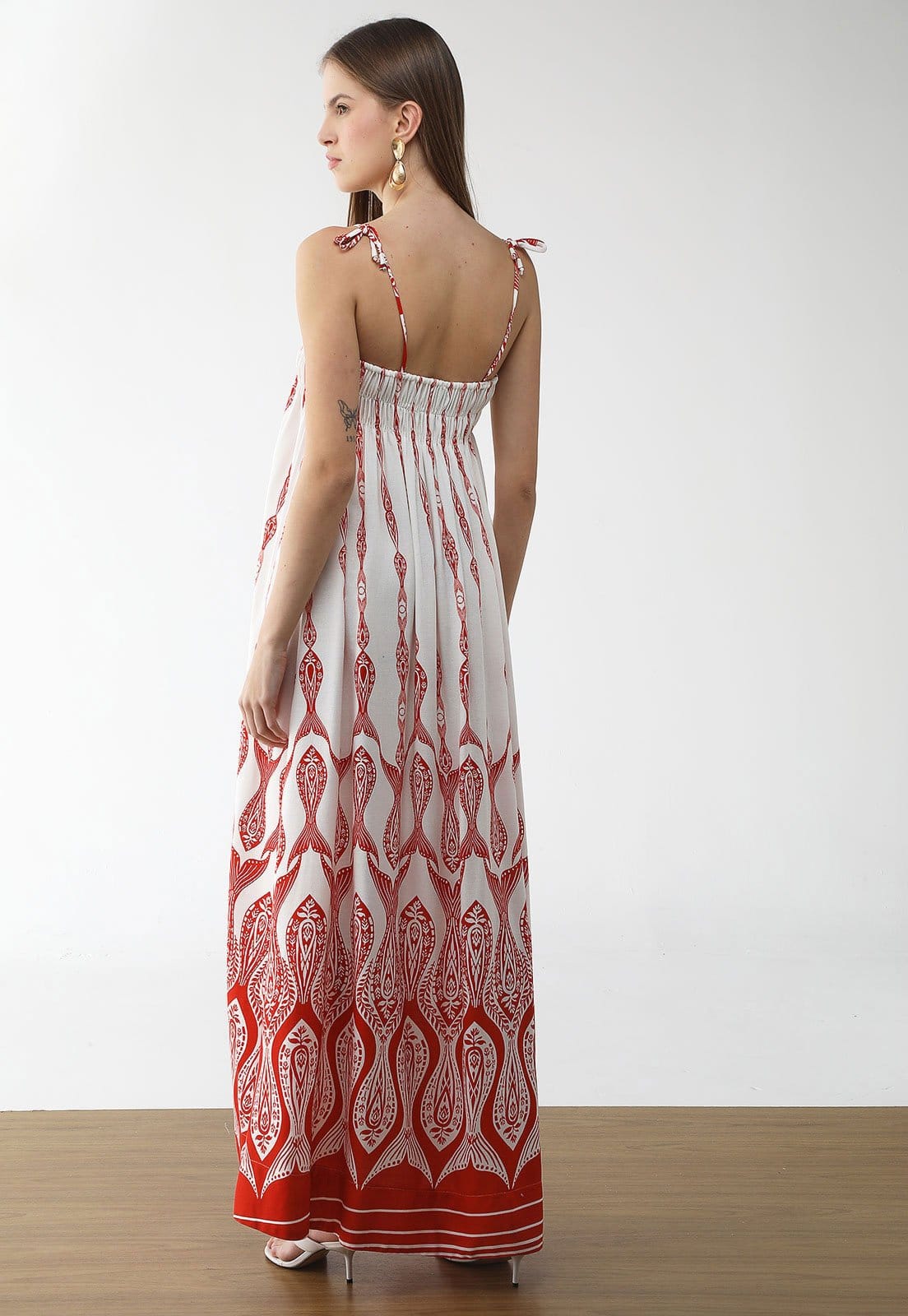 Vista 2 Vestido Longo Feminino FARM Estampado FARM branco