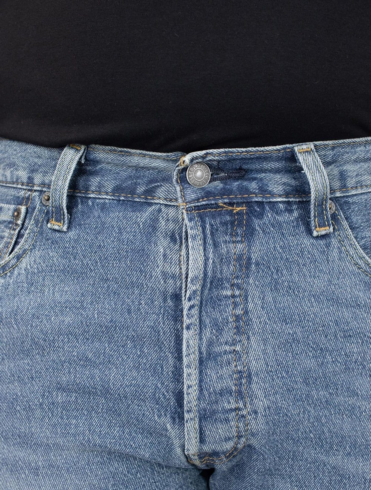 Vista 2 Calça Levis Jeans Masculina 501 Original Stretch Mid Rise Clara Levis azul