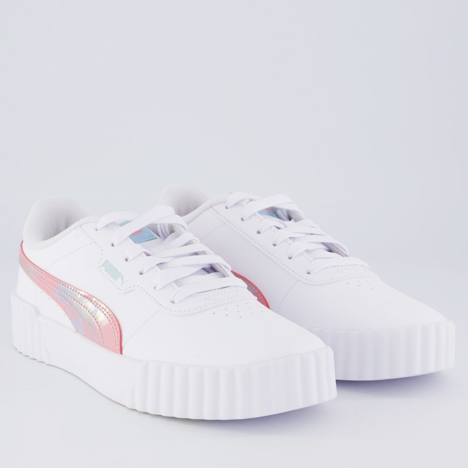 Vista 2 Tênis Puma Carina 3.0 Space Feminino Branco e Rosa Puma branco rosa