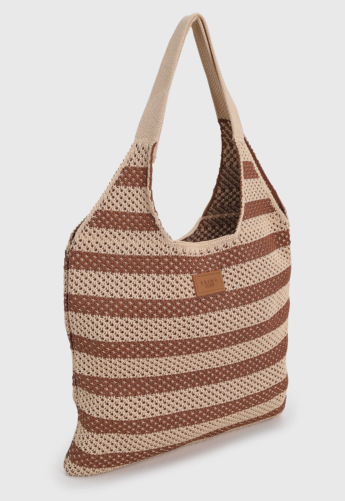 Vista 2 Bolsa Feminina Arezzo Brizza Crochê Listrada Brizza Arezzo bege