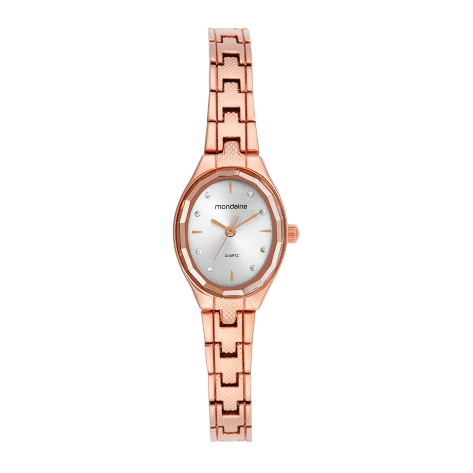 Vista principal Relógio Feminino Oval Rose Gold Vidro Facetado Mondaine rosa rose