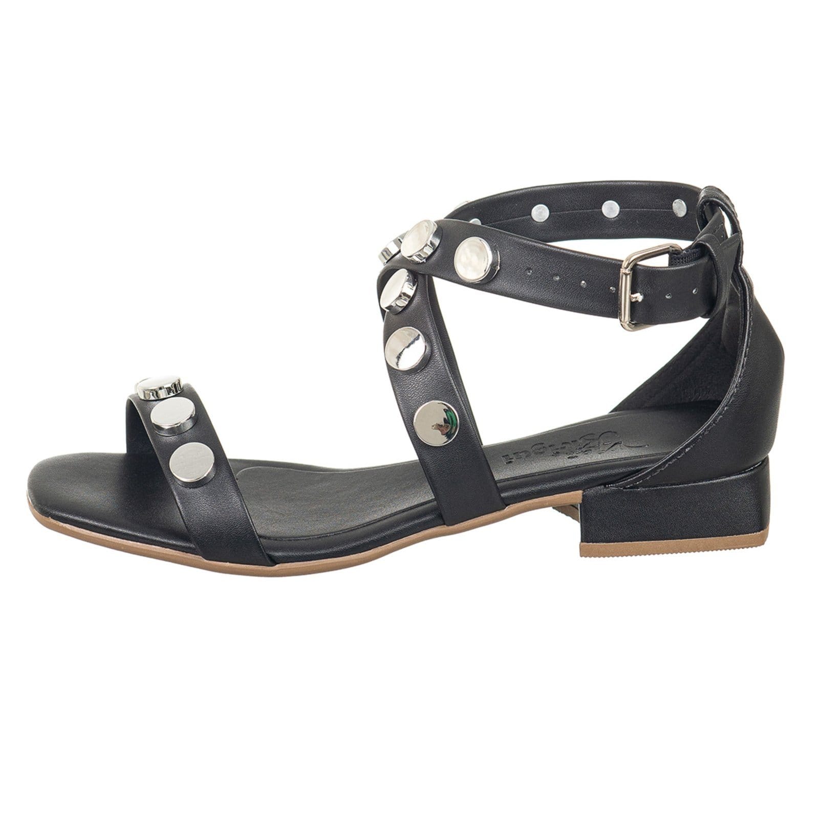 Vista 2 Sandália Feminina Via Birigui Salto Baixo Com Metal Esferas VB Calçados preto