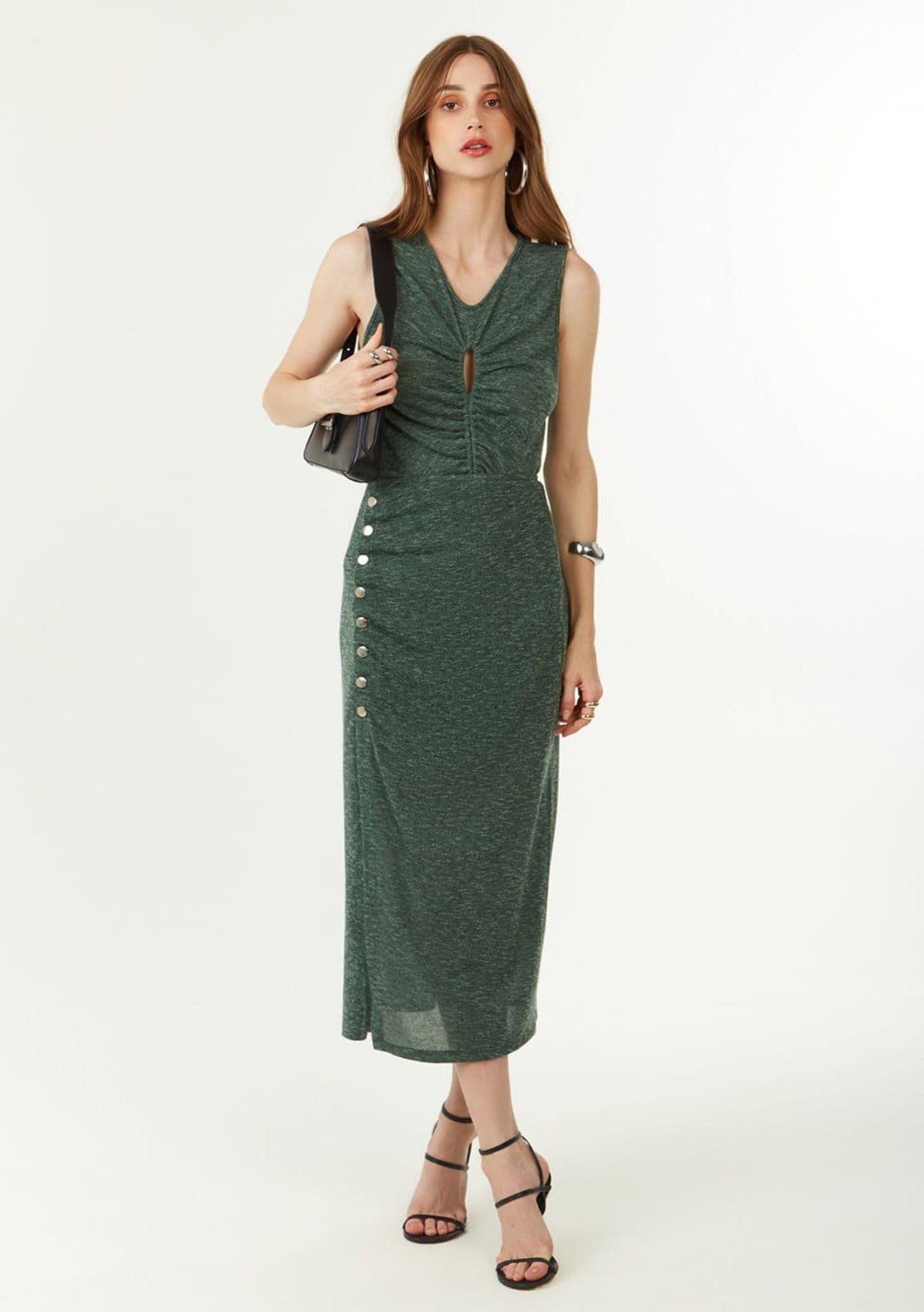 Vista principal Saia Zinco Lápis Alta Midi Zinco rosa