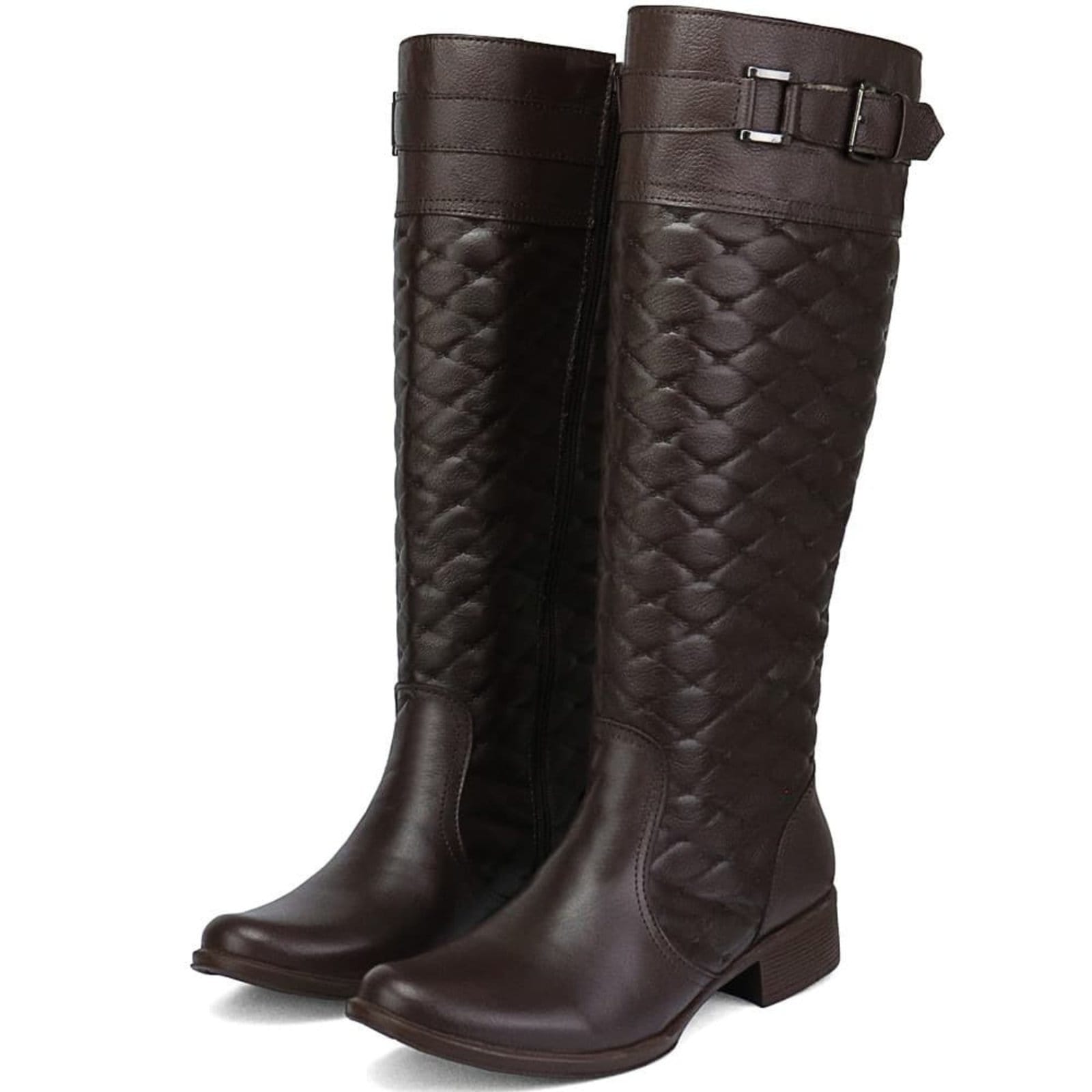 Vista 2 Bota Montaria Feminina Cano Alto Couro Peccato DF Esparta Peccato café