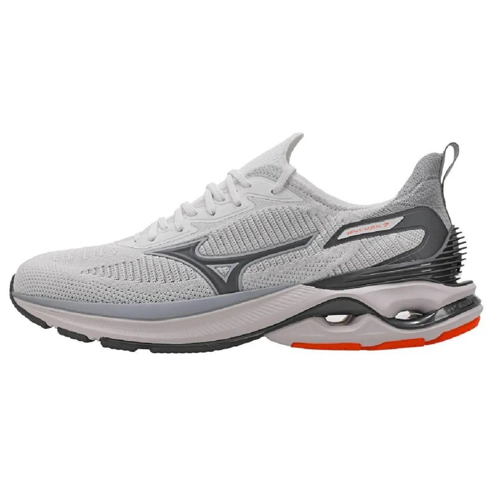 Vista 2 Tenis Mizuno Wave Mirai 7 - Masculino Cinza Mizuno branco