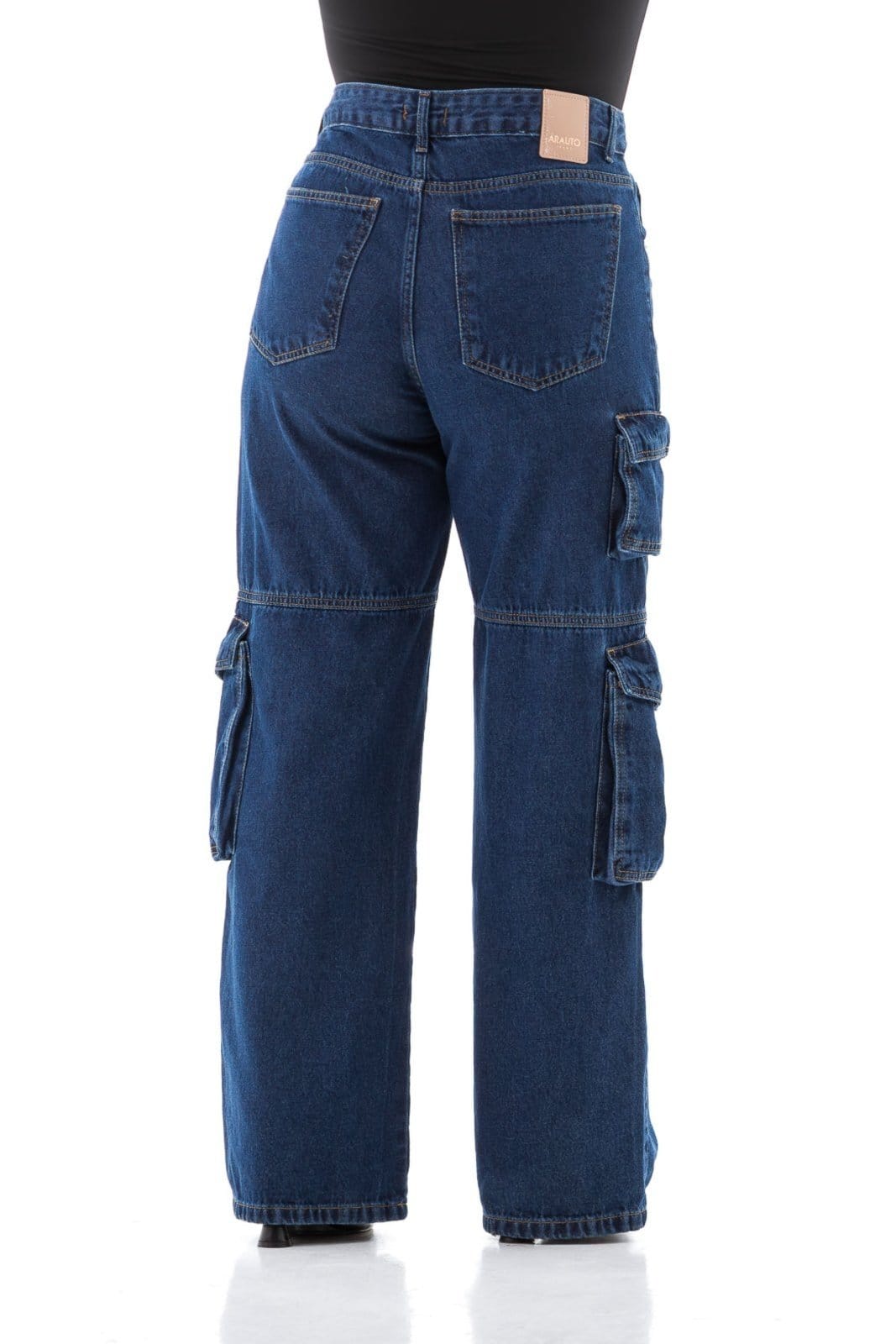 Vista 2 Calça Jeans Feminina Arauto Wide Cargo ARAUTO JEANS azul