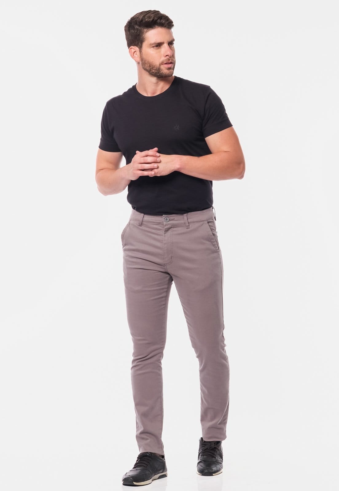 Vista 2 Calça Sarja Conforto Macaw Slim Fit 7898 Macaw cinza