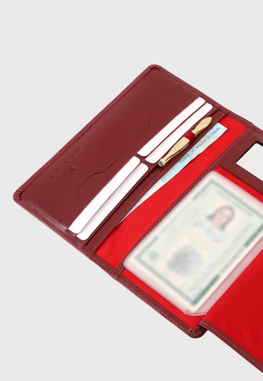 Vista 2 Carteira Couro Mariart 100MRT Vermelha Mariart vermelho