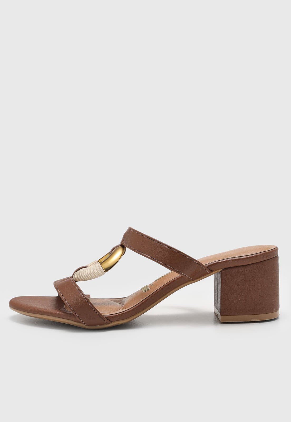 Sandália Feminina Vizzano Salto Bloco Detalhe Dourado