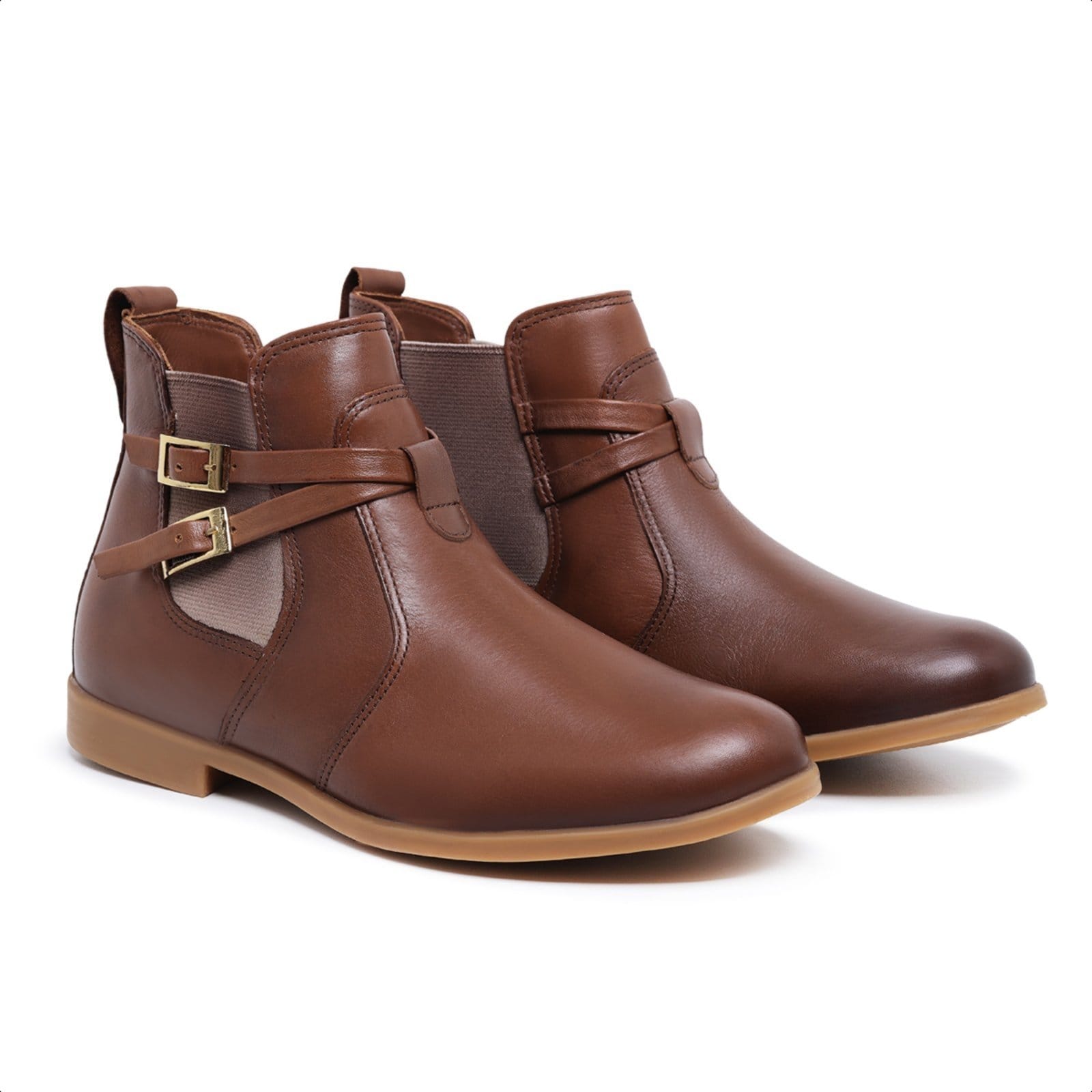 Vista principal Bota chelsea couro feminina, Mod.0818 Havana Mister Couros marrom