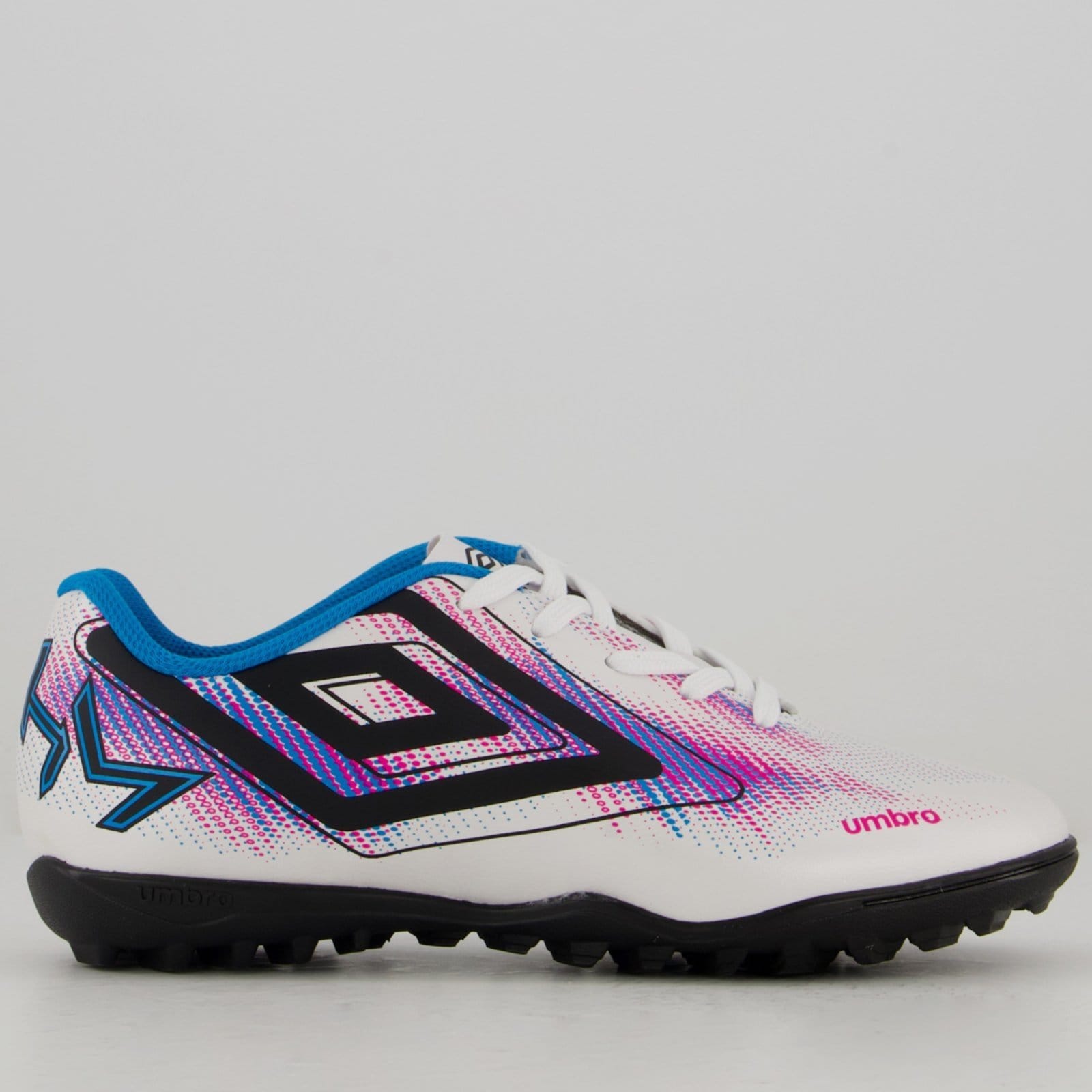 Vista principal Chuteira Umbro Heatmap Society Juvenil Branca e Azul Umbro branco azul