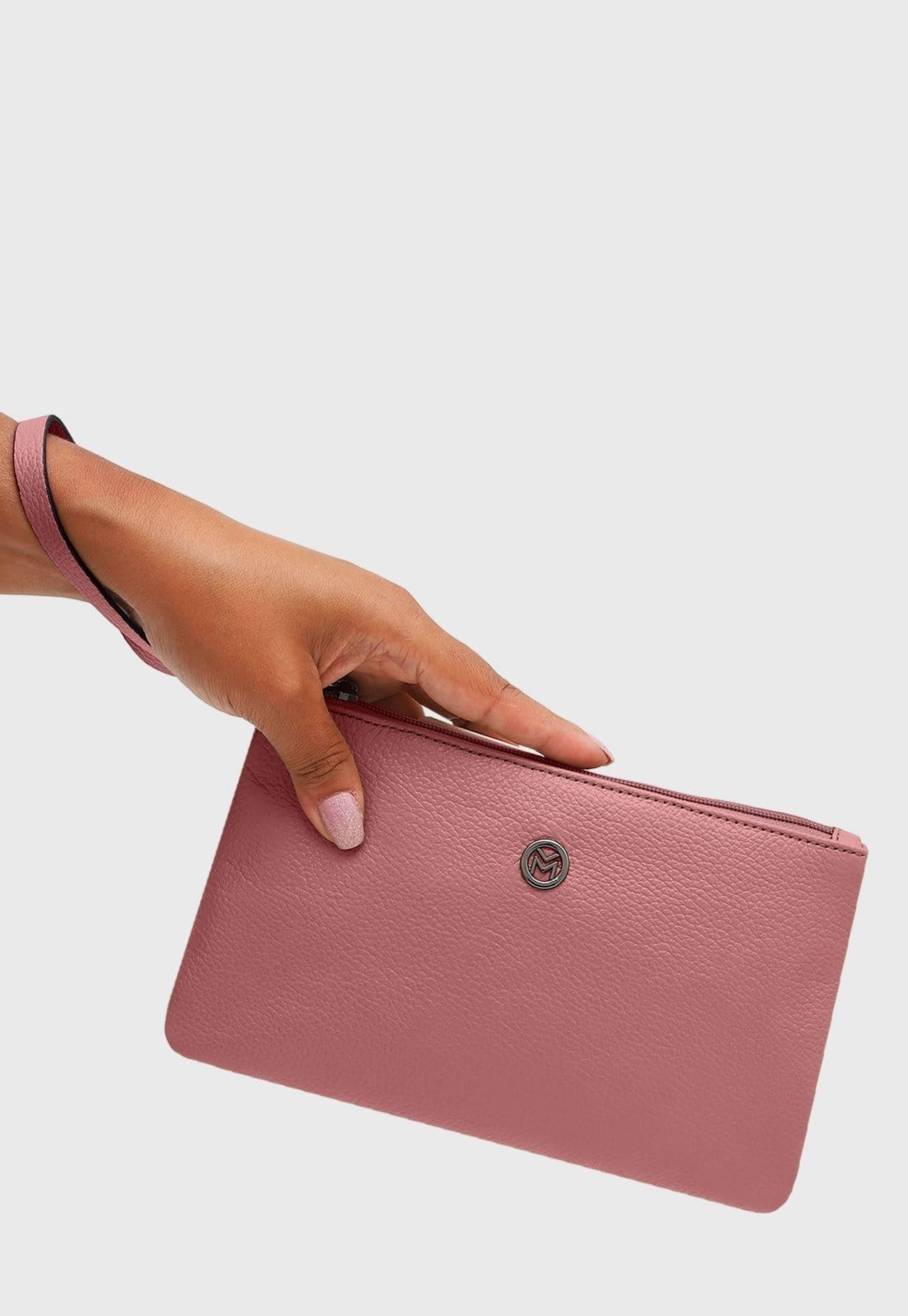 Vista 2 Bolsa Carteira Clutch Couro Mariart Cambará Blush Mariart rosa