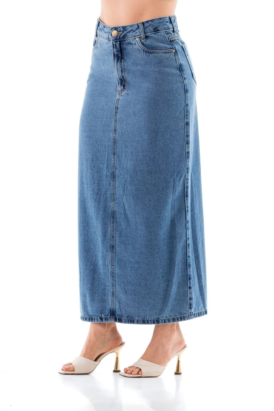 Vista principal Saia Feminina Arauto Maxi Longa ARAUTO JEANS azul/jeans