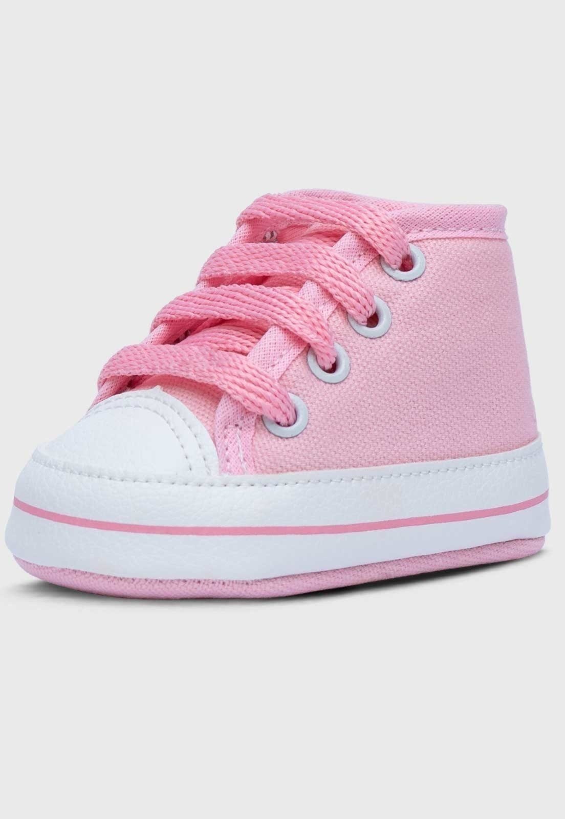 Vista 2 Infantil - Kit 2 Sapatinhos de Tênis Pópidi Star Cano Alto e Rosa Pópidí prata/rosa rosa
