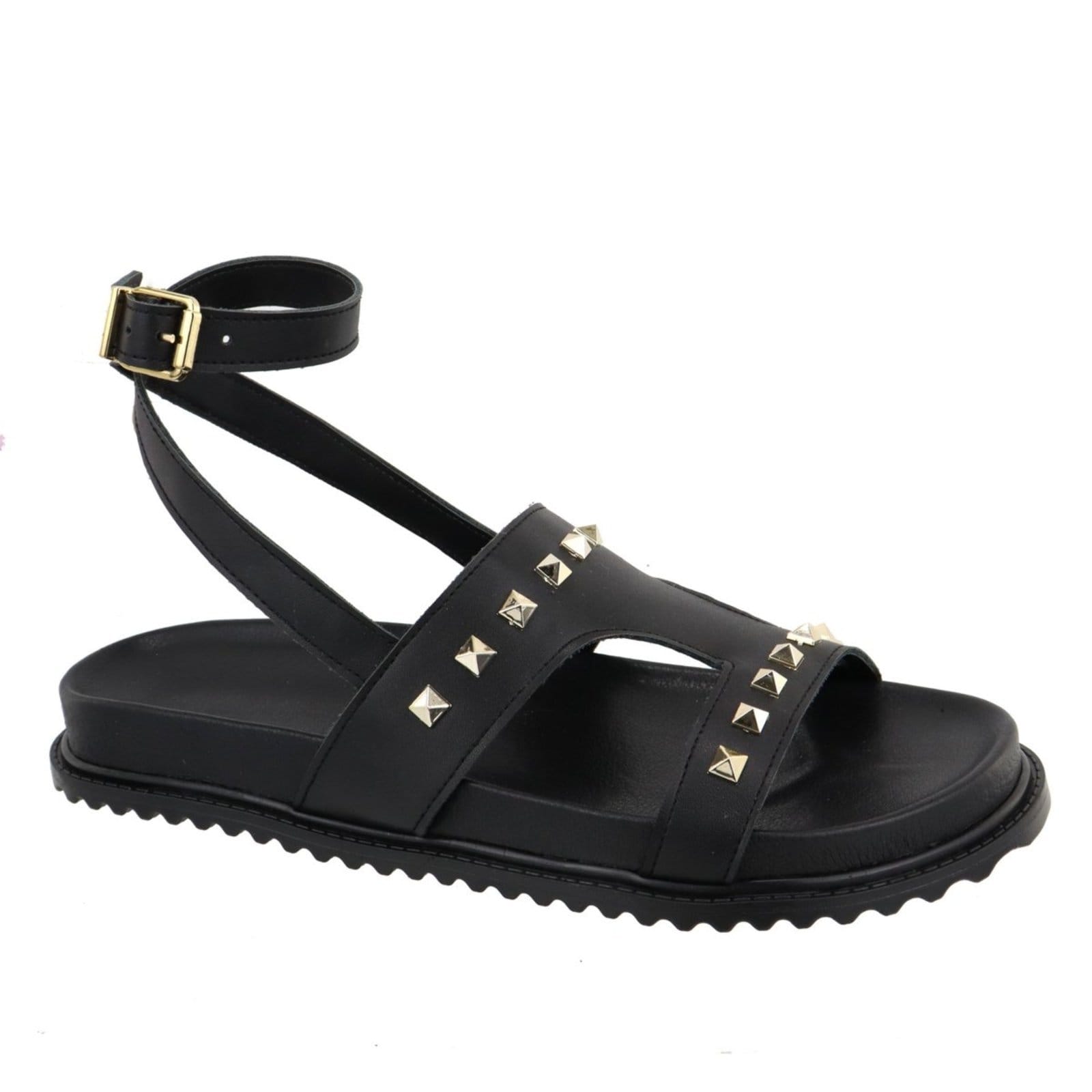 Vista principal Sandalia Papete Rasteira Flat Feminina Preta Piramide TELLINI STORE preto