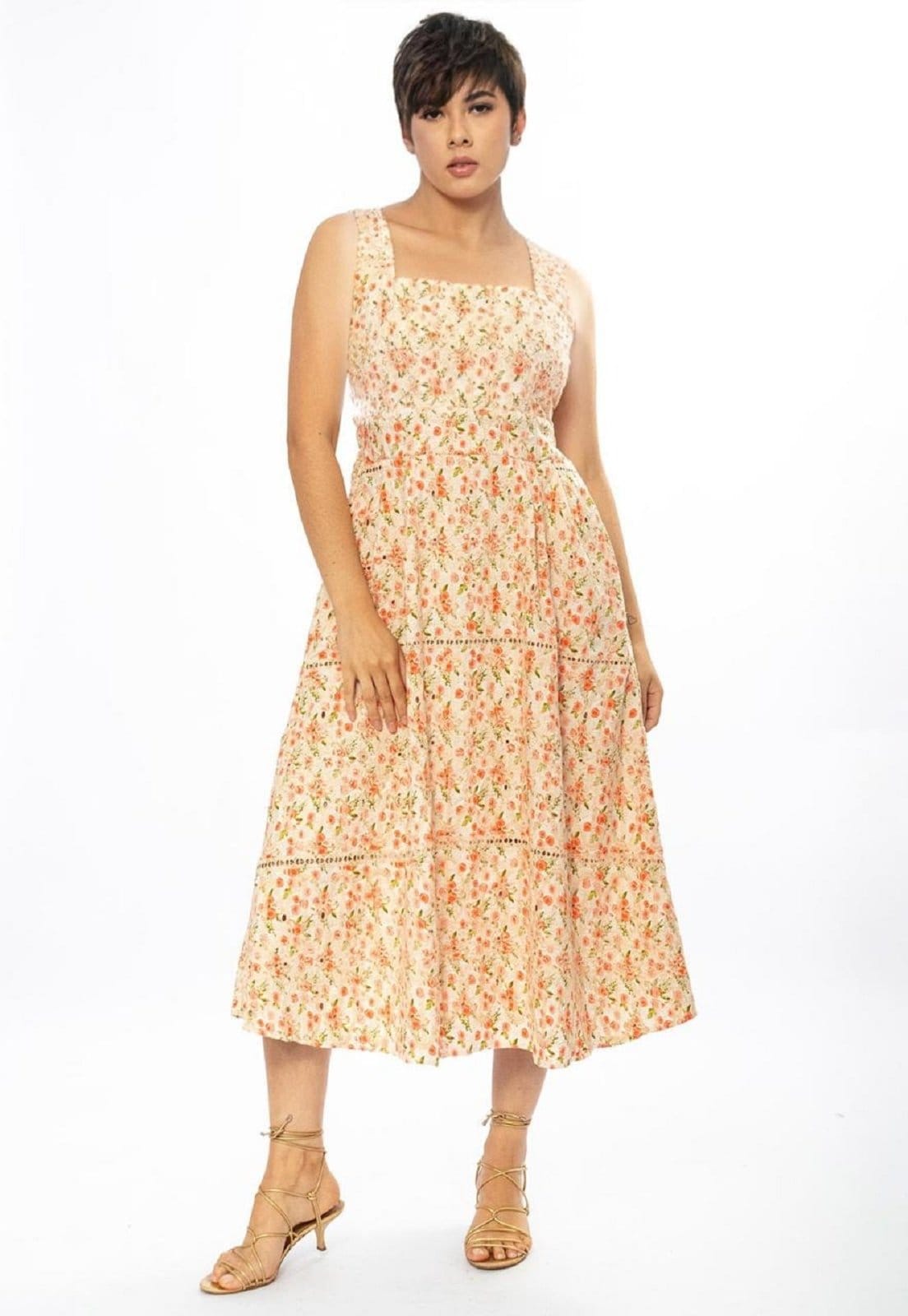 Vista principal Conjunto Viscose Amazônia Vital Saia e Blusa Doce Romance Amazonia Vital estampado/rosa/verde