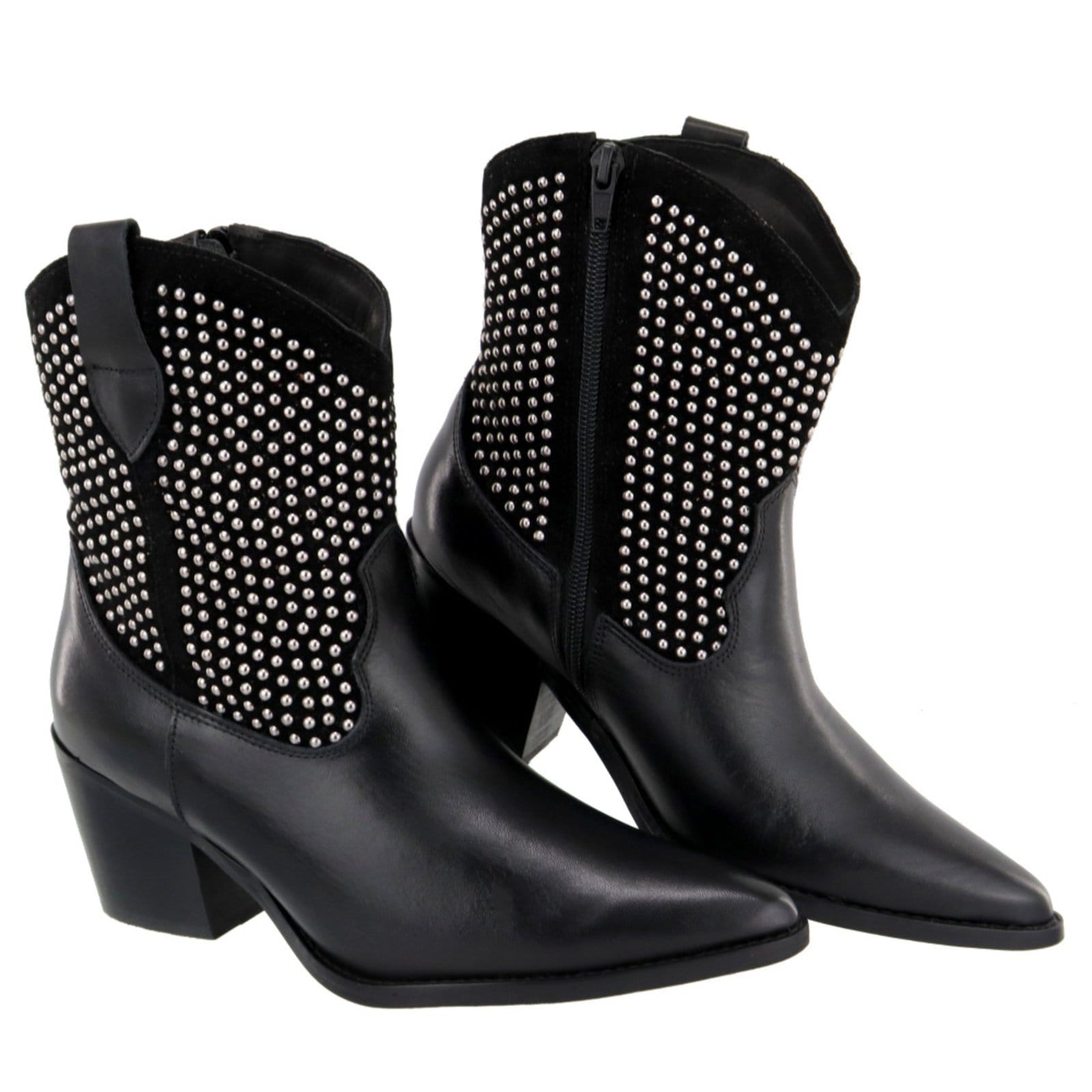 Vista 2 Bota Texana Country Cano Curto Western Brilho em Couro Maria Paula Preta MARIA PAULA preto