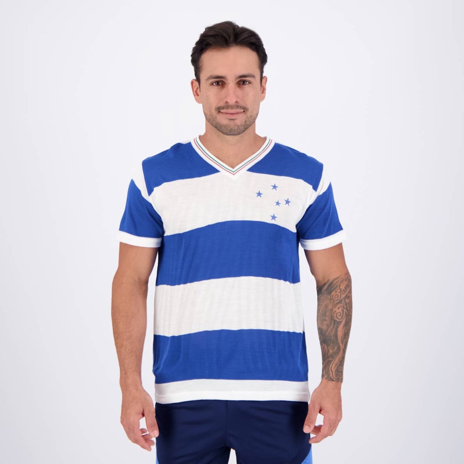 Vista principal Camisa Cruzeiro Retrô 1930 Oldoni azul