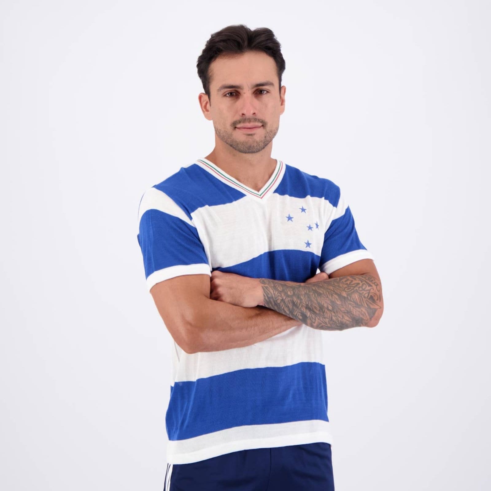Vista 2 Camisa Cruzeiro Retrô 1930 Oldoni azul