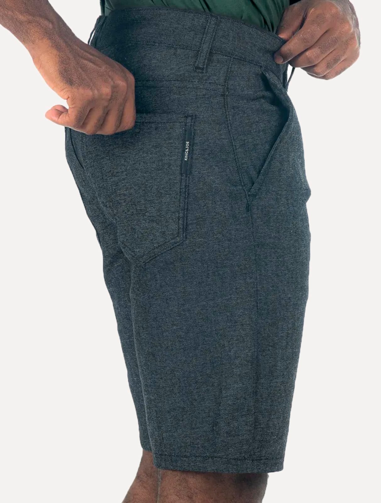 Vista 2 Bermuda King & Joe Sarja Masculina Slim Texture Marinho Mescla King & Joe azul marinho