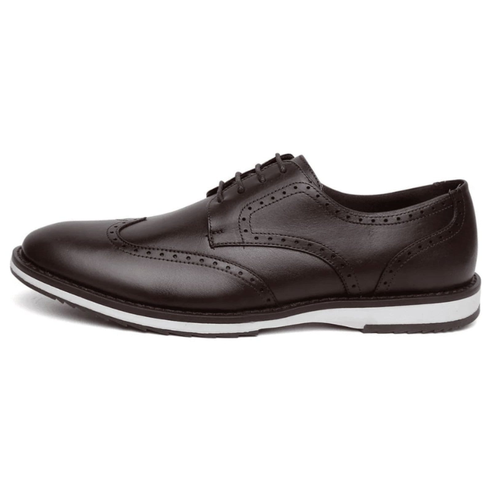Sapato Tamanho Especial Masculino Centuria Brogue em Couro Cafe