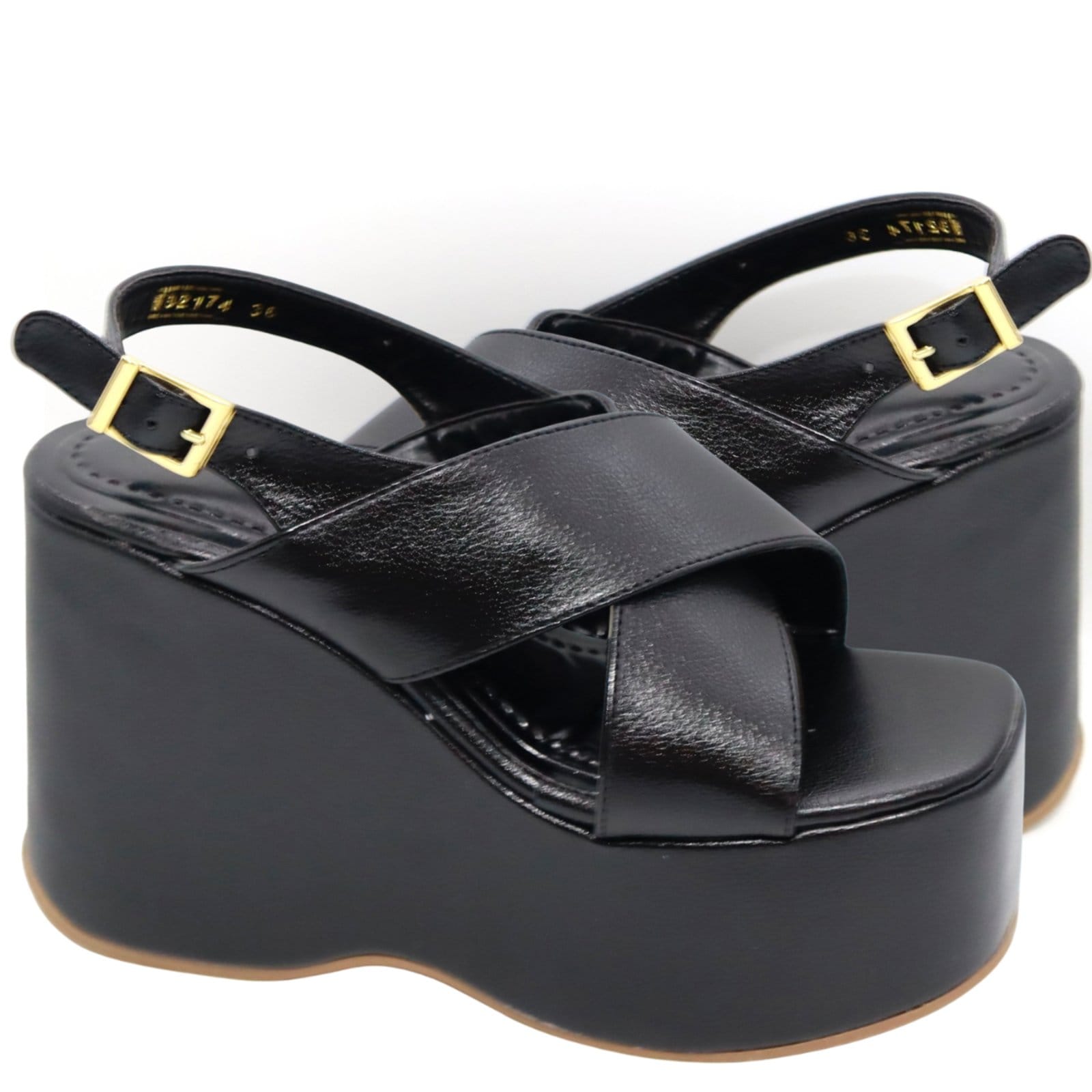 Vista principal Sandália Feminino Anabela Plataforma 182174 Floter Sete Sales preto