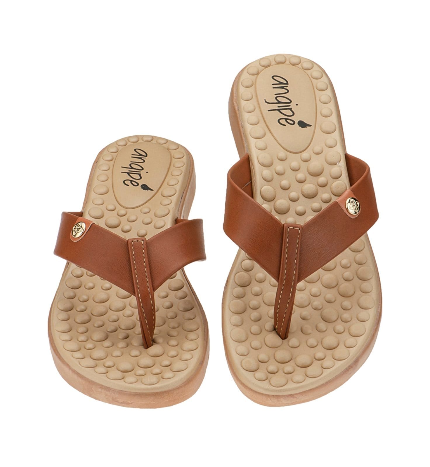 Vista 2 Sandália Chinelo Feminino Esporão Chinelo Ortopédico Angipé caramelo