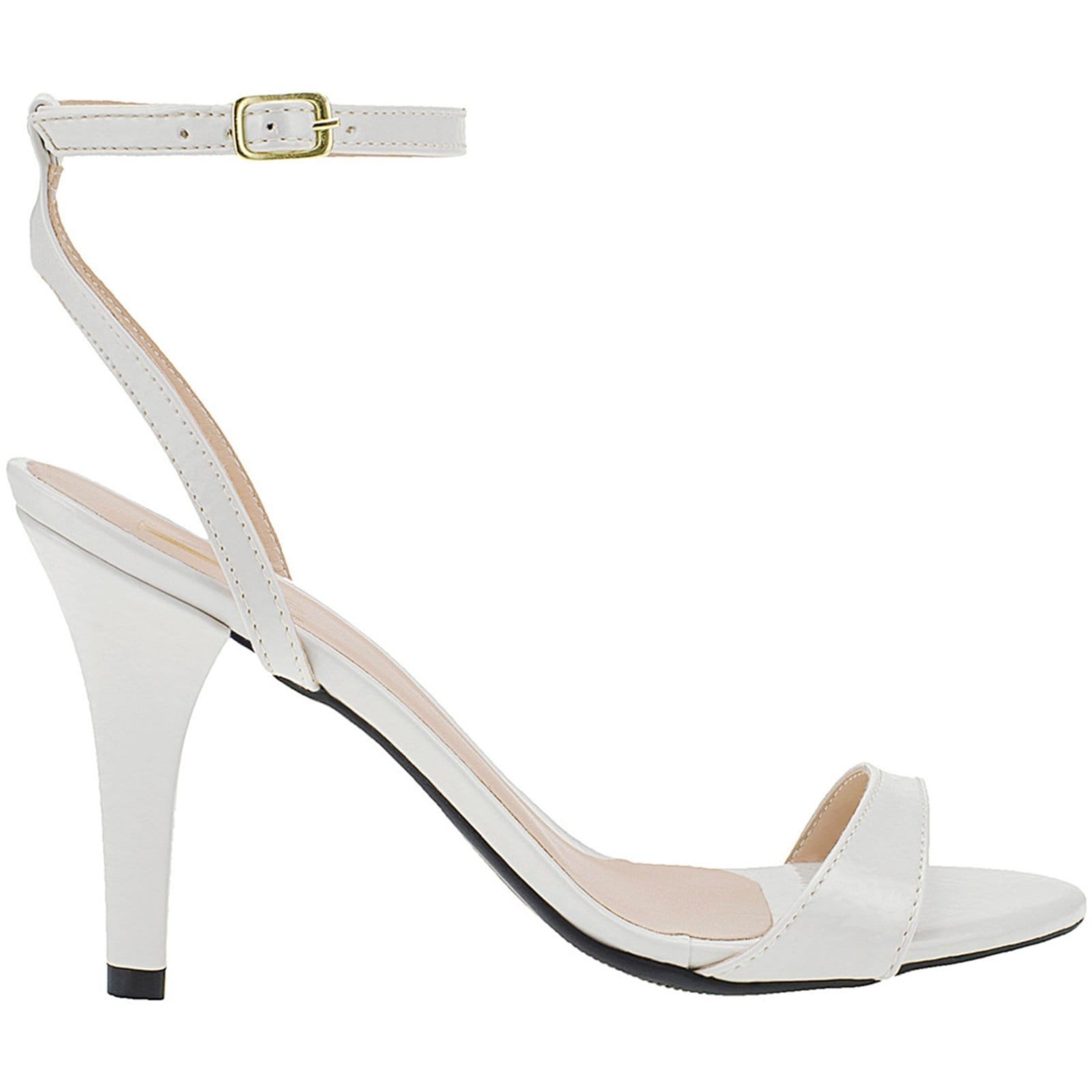 Vista 2 Sandália Feminina Lóris Shoes Gisele Noiva Salto Fino Alto com Traseiro Fivela Bico Redondo 13-134 Off White LÓRIS SHOES off-white white