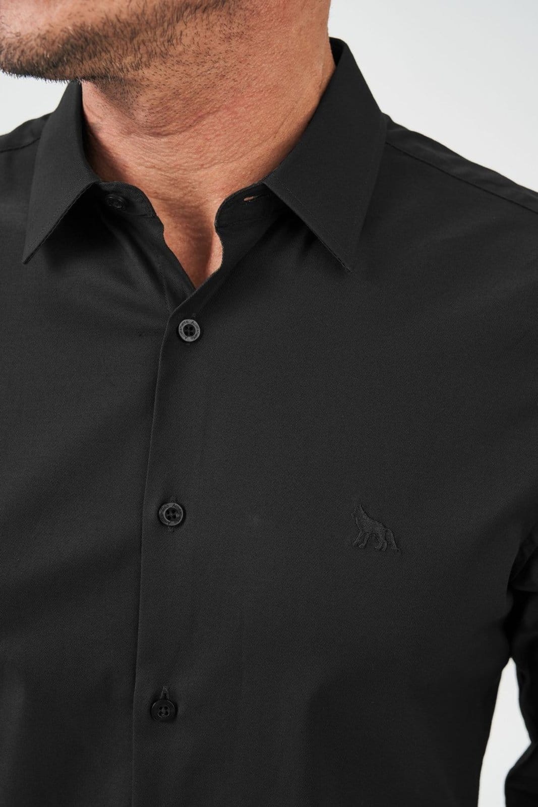 Vista 2 Camisa Básica Manga Longa Masculina Acostamento ACOSTAMENTO MASCULINO preto