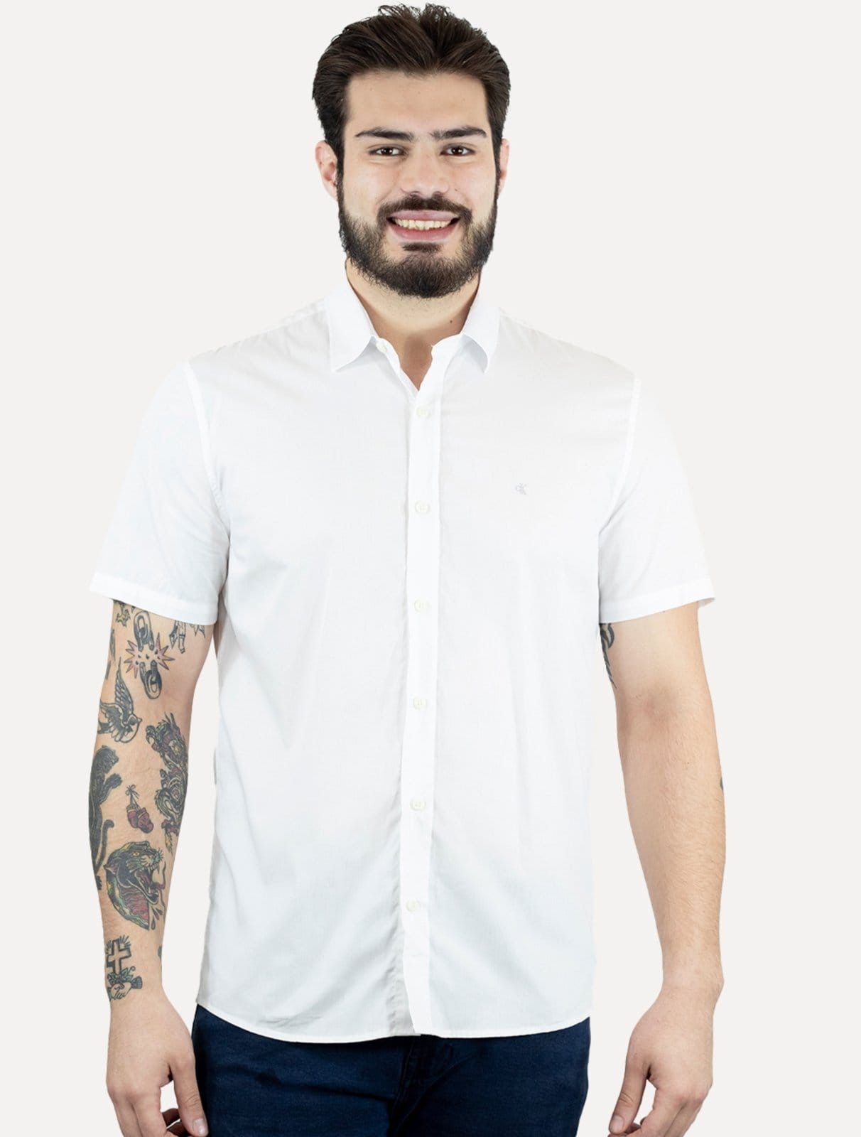 Camisa Calvin Klein Jeans Manga Curta Básica Branca