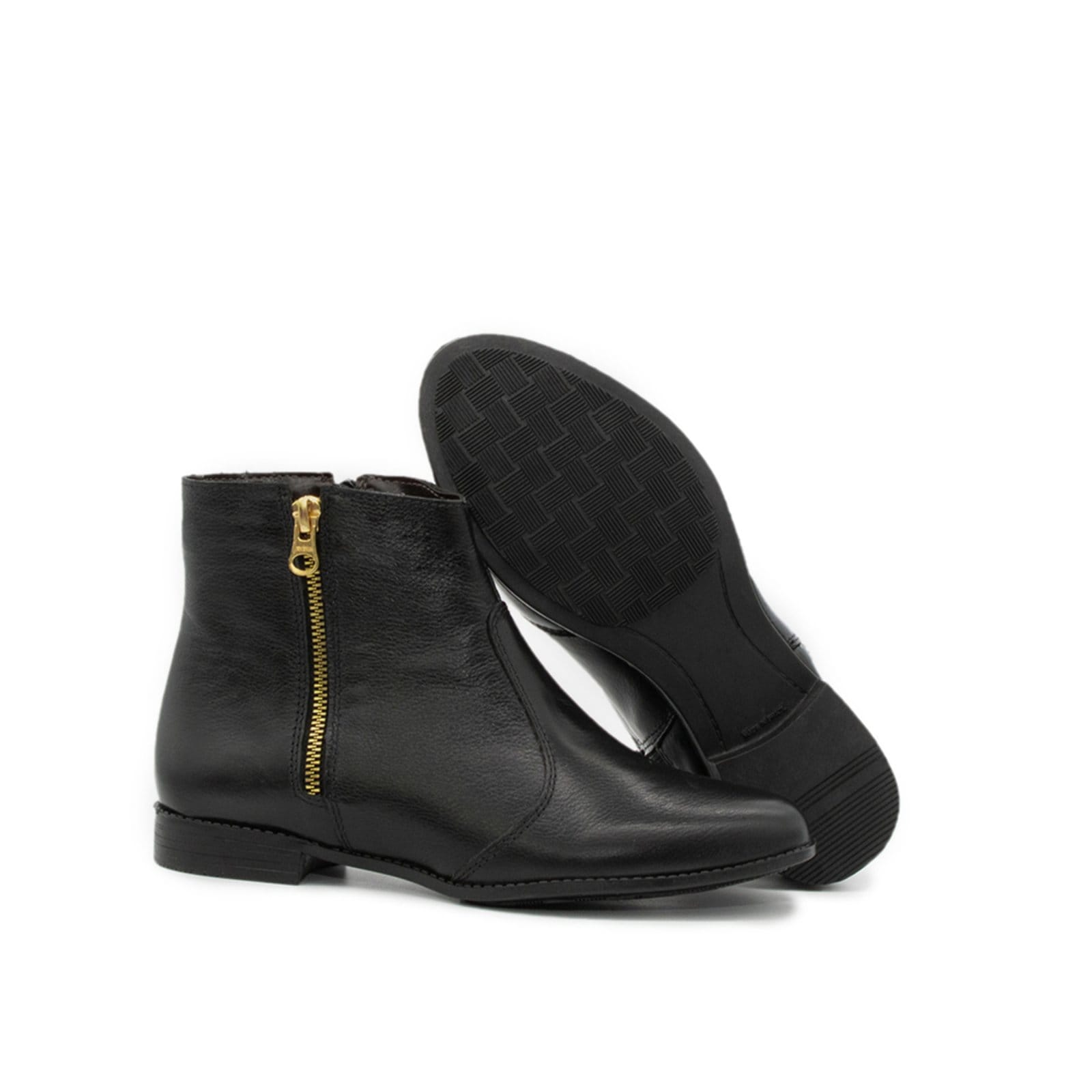 Vista 2 Bota Cano Curto Feminina Couro Ziper TELLINI STORE preto