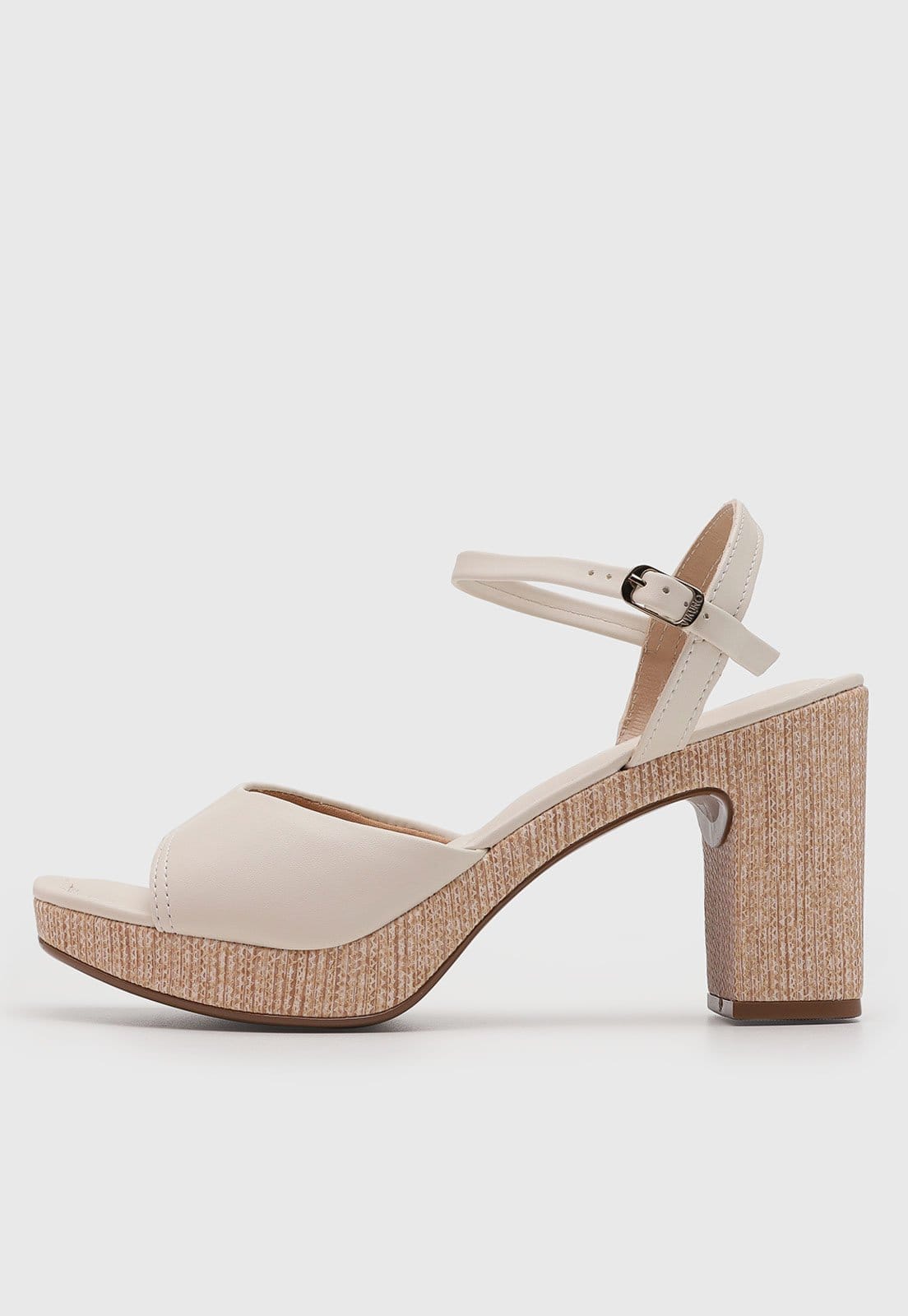 Sandália Feminina Via Uno Salto Bloco Quadrada Off-white