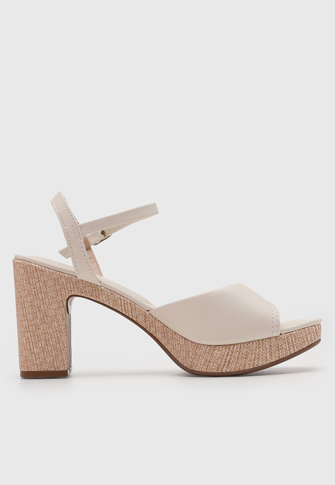 Vista 2 Sandália Feminina Via Uno Salto Bloco Quadrada Off-white VIA UNO off-white white