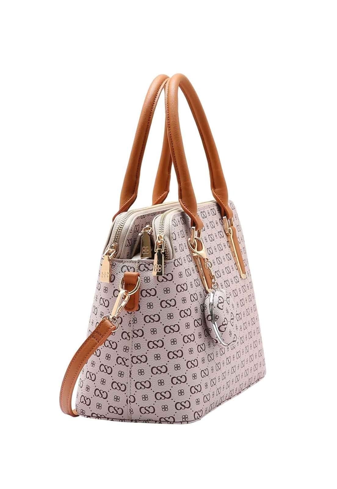 Vista 2 Bolsa Feminina Chenson Original Elegance Luxo Mão 3485080 Chenson bege