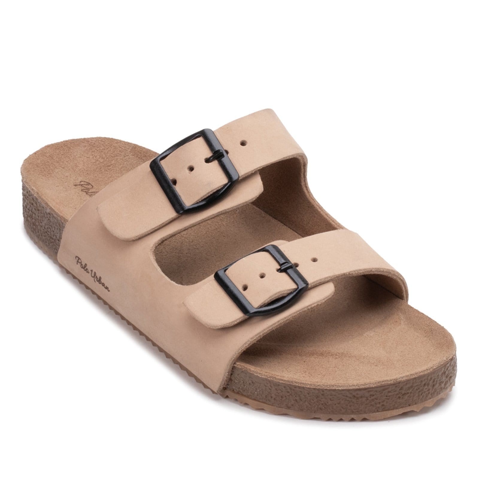 Chinelo Slide Masculino Fivela Ajustável em Couro Nobre Marfim