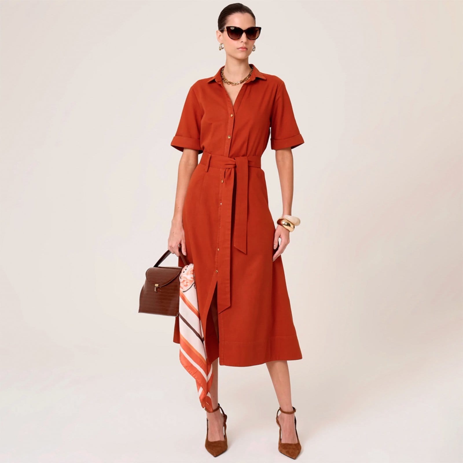 Vestido Chemise Dudalina Midi Liso Ve26 Feminino