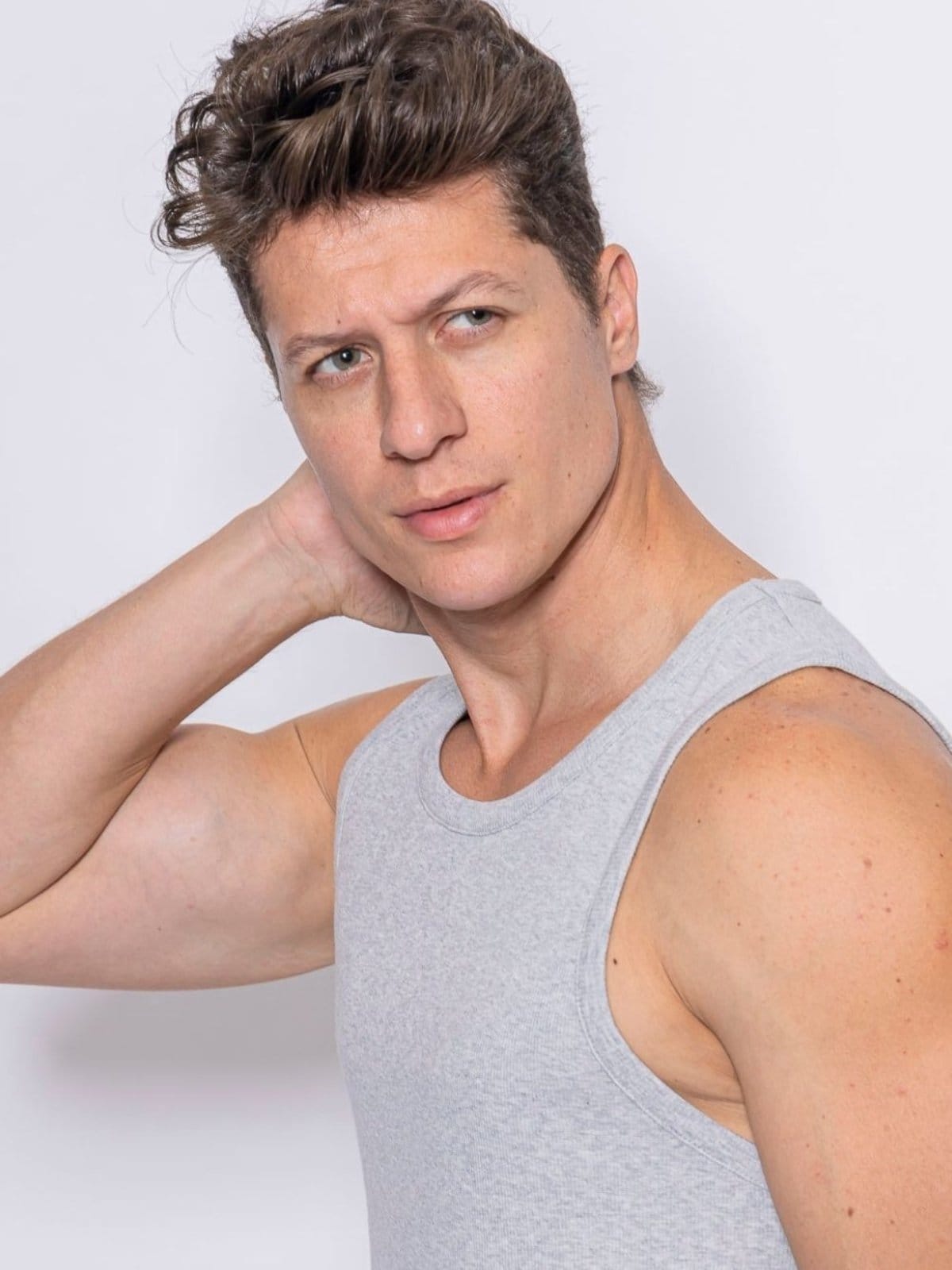 Vista 2 kit 3 Regatas Masculina Caneladas Básicas em Ribana Marinho, Branca e Cinza Crocker - 50737 Crocker multicolorido