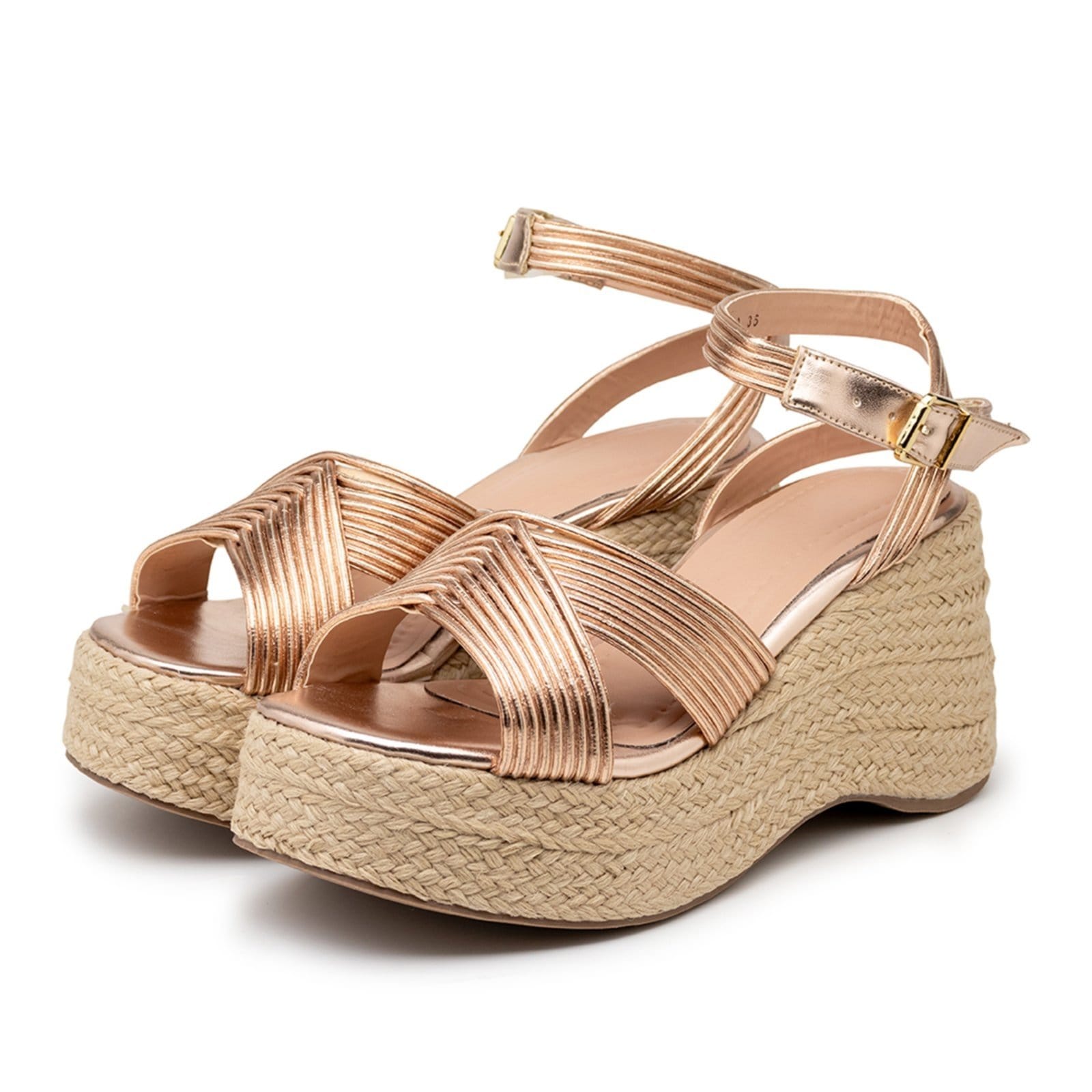 Sandália Anabela Plataforma Salto Médio Sisal 9000 Egeo