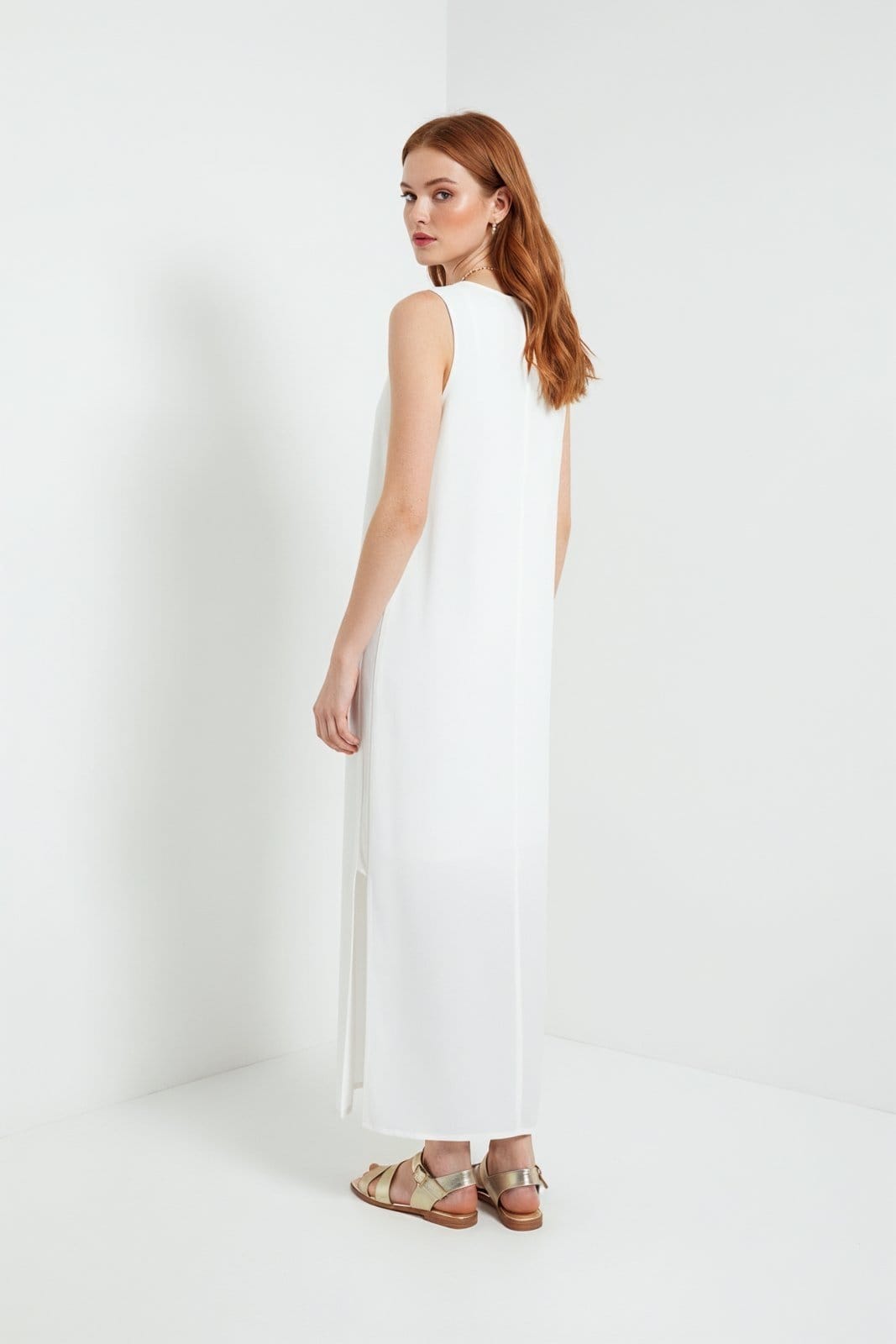 Vista 2 Vestido Midi Recorte Lateral Traymon - Off White - Xgg Traymon off-white white