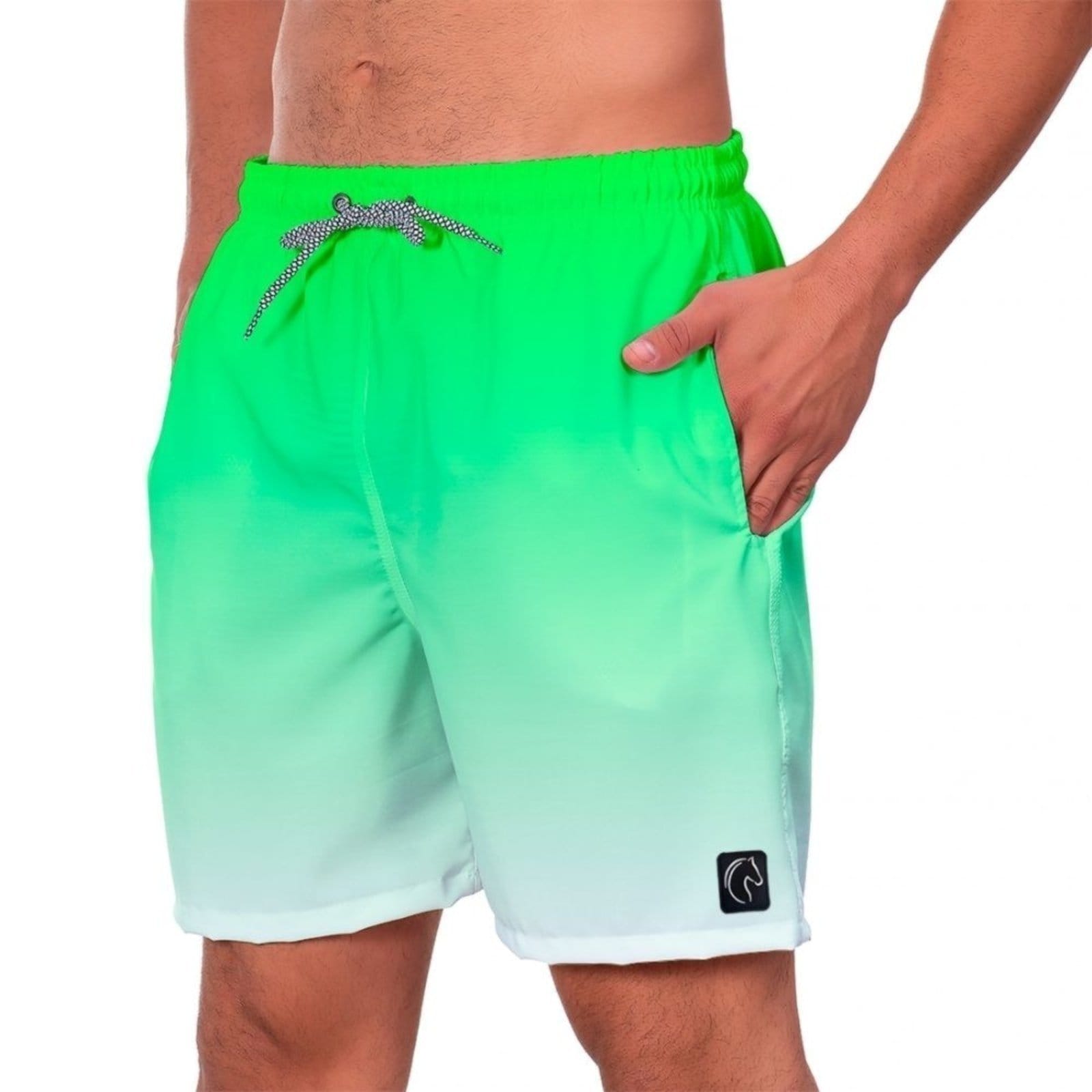Vista principal Short Praia Premium Masculino Academia Fitness Caminhada Degradê W2 STORE branco/multicolorido/verde/verde oliva verde