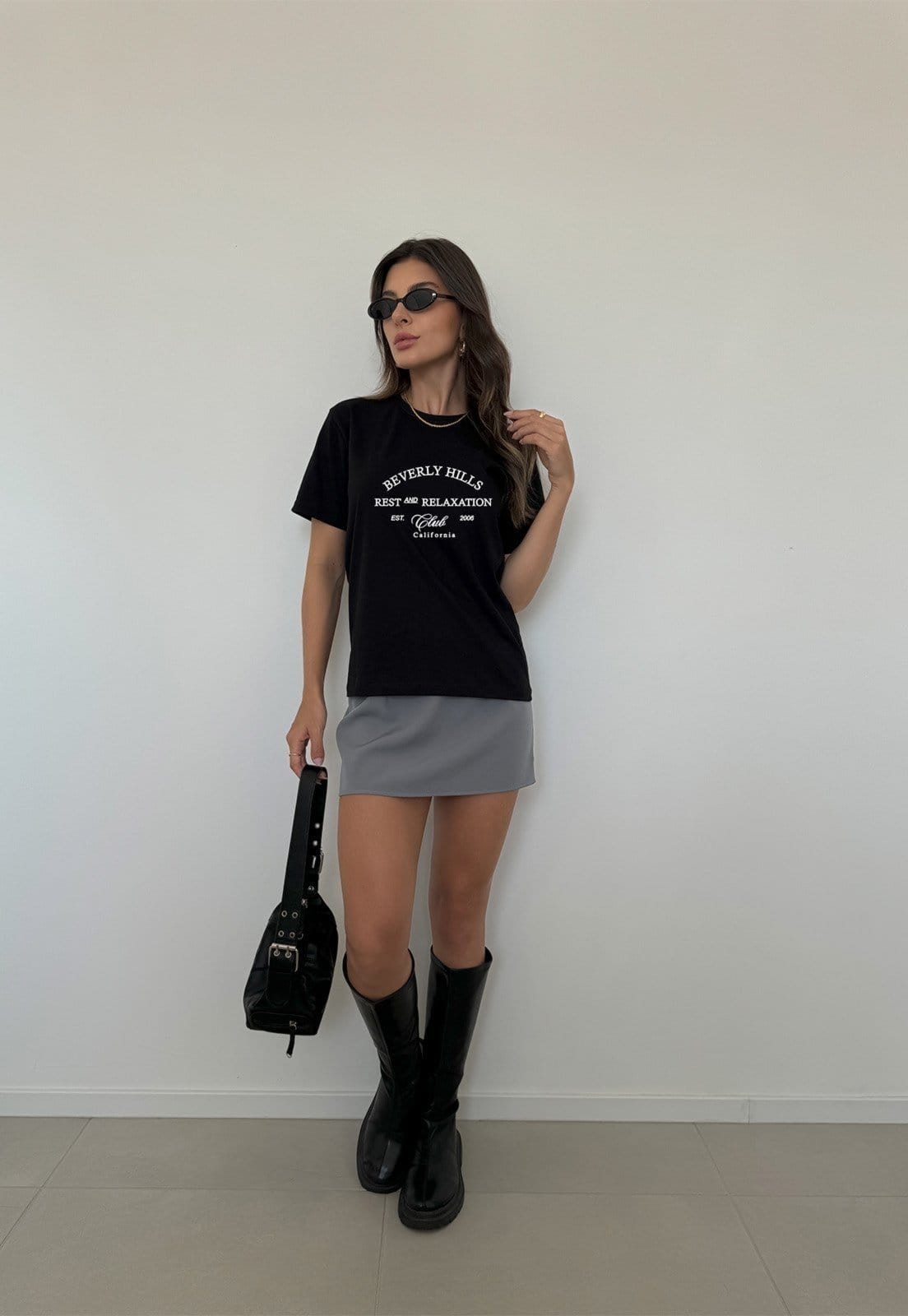 Vista 2 Camiseta Cianitas Preta Estampa Beverly Hills Club Cianitas preto