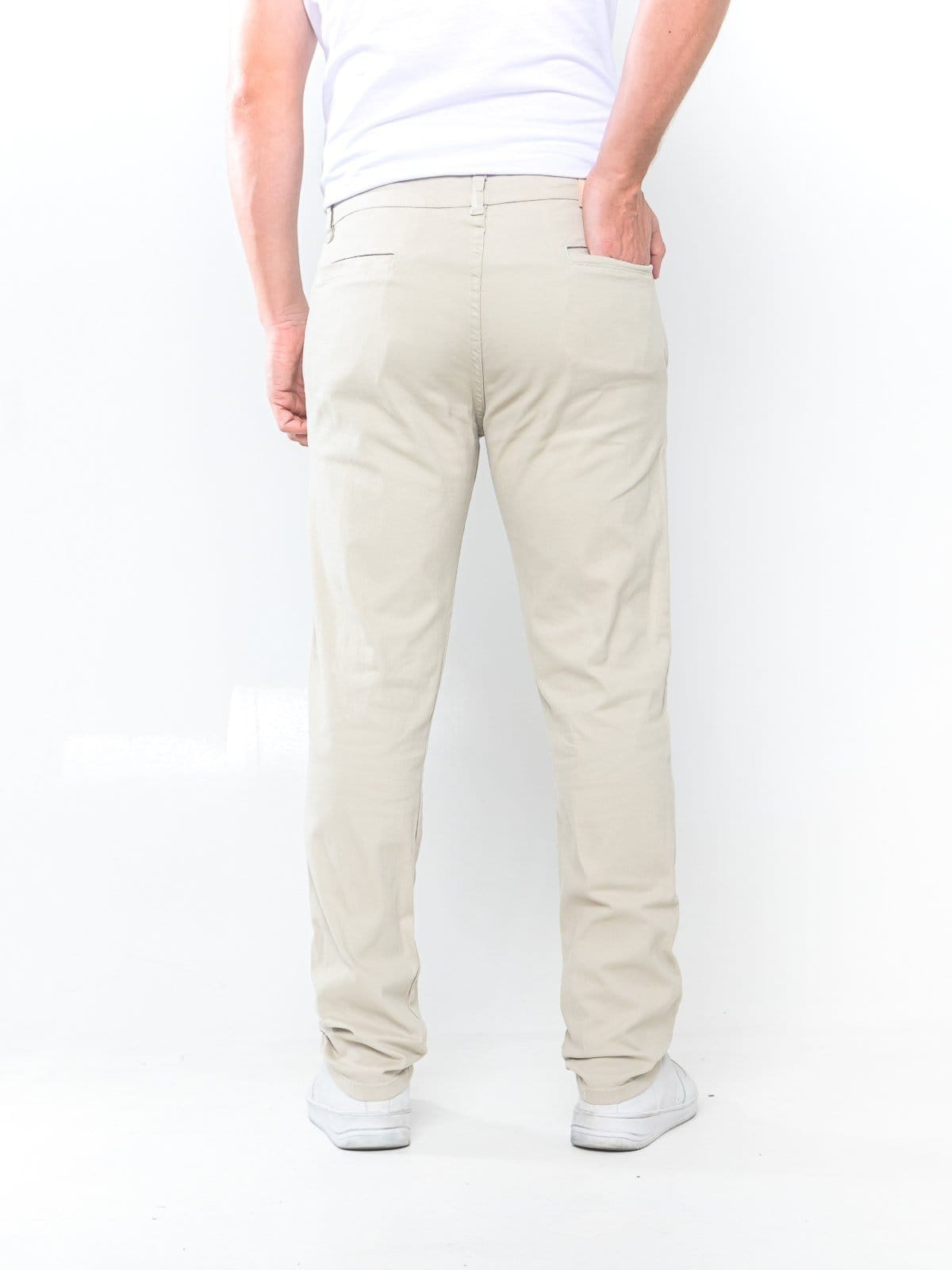 Vista 2 Calça Sarja Masculina Kovali Skinny Com Elastano Moderna Confortável Para O Dia A Dia Gelo KOVALI FASHION STORE off-white