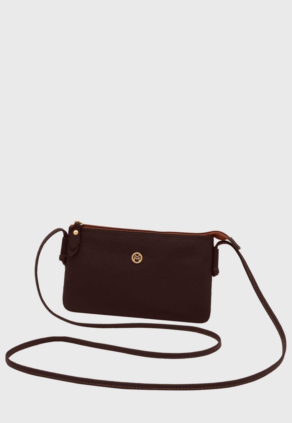 Bolsa Transversal de Couro Mariart Onix Chocolate