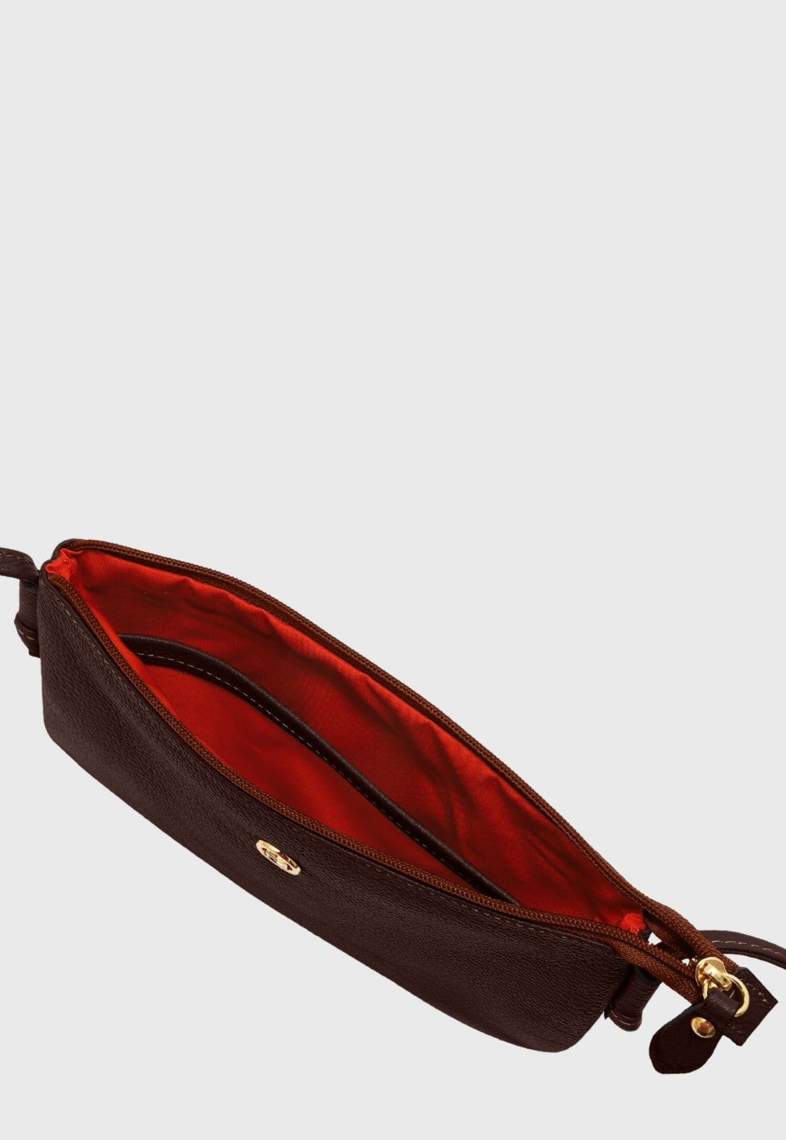 Vista 2 Bolsa Transversal de Couro Mariart Onix Chocolate Mariart marrom