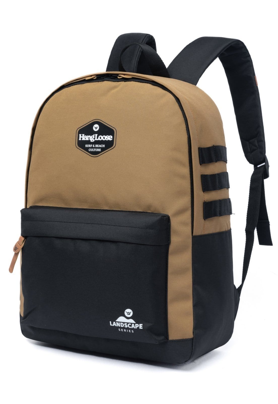 Vista 2 Mochila Bolsa Escolar Espaçosa Hang Loose Masculina Resistente Casual Hang Loose marrom